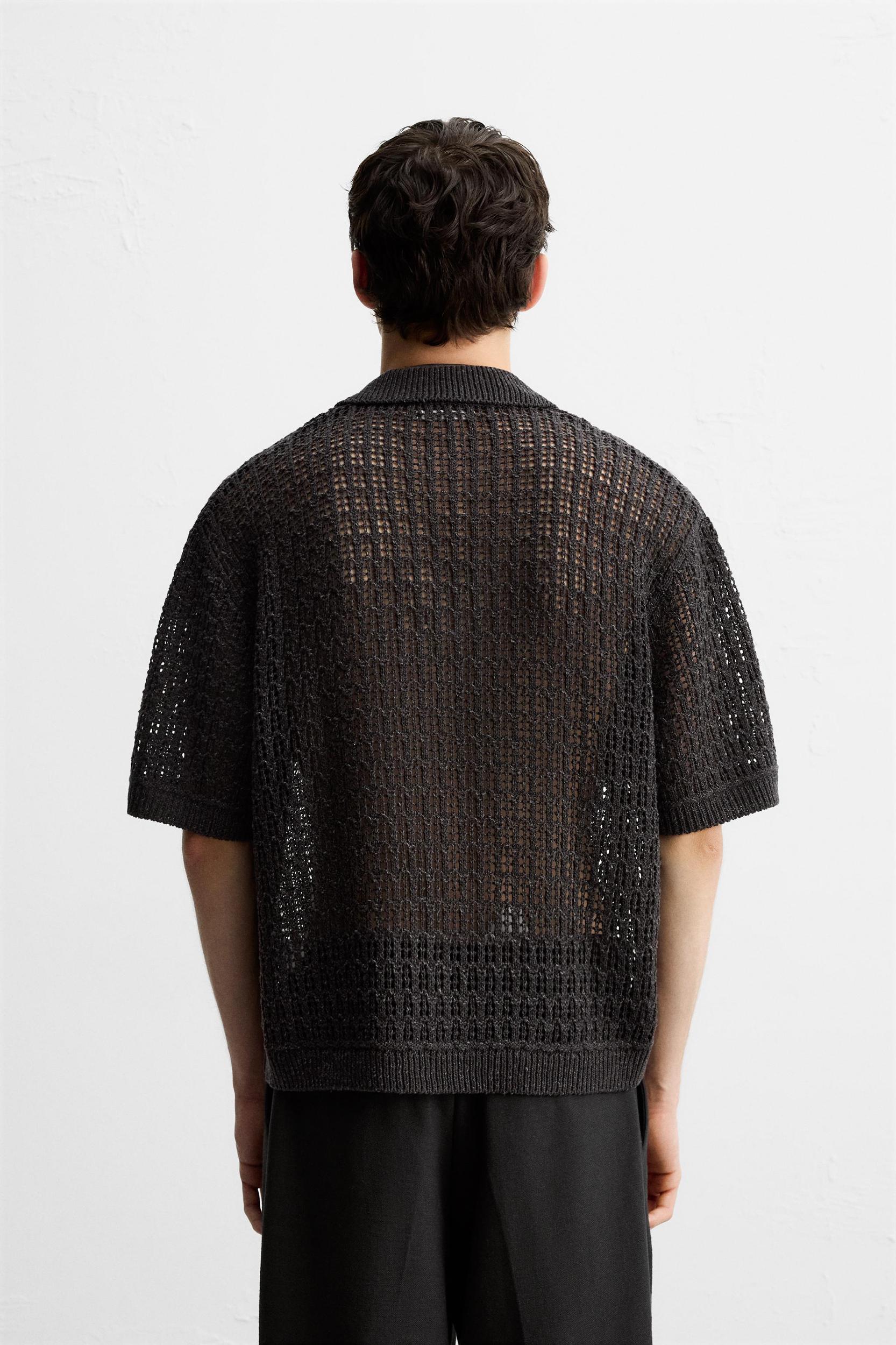 OPEN KNIT POLO SHIRT Product Image