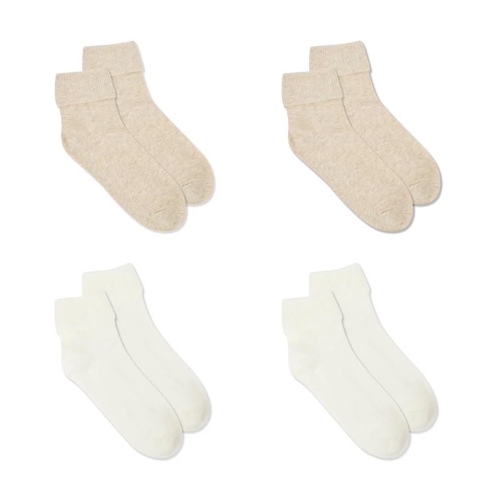 Women's Fruit of the Loom Cotton Comfort 4pk Turn Cuff Ankle Socks - White 4-10: Midweight, Recycled Product Image