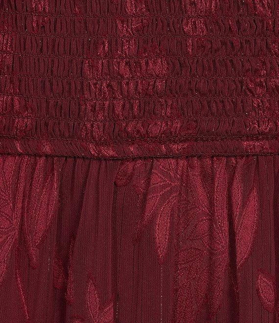 B. Darlin Jacquard Square Neck Long Sleeve Smocked Ruffle Dress Product Image