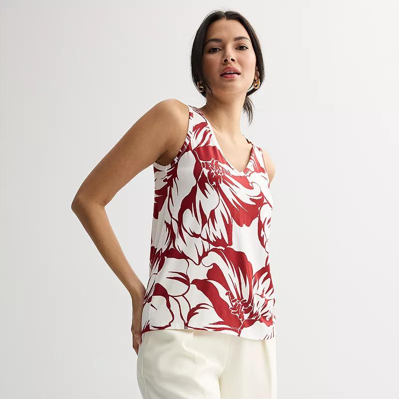 Women's Nine West Easy V-Neck Tank Top, Size: XS, Blue Mid Abstract Product Image