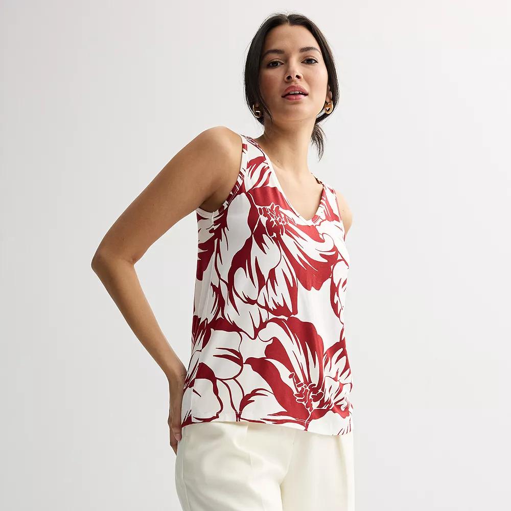 Women's Nine West Easy V-Neck Tank Top, Size: XS, Blue Mid Abstract Product Image