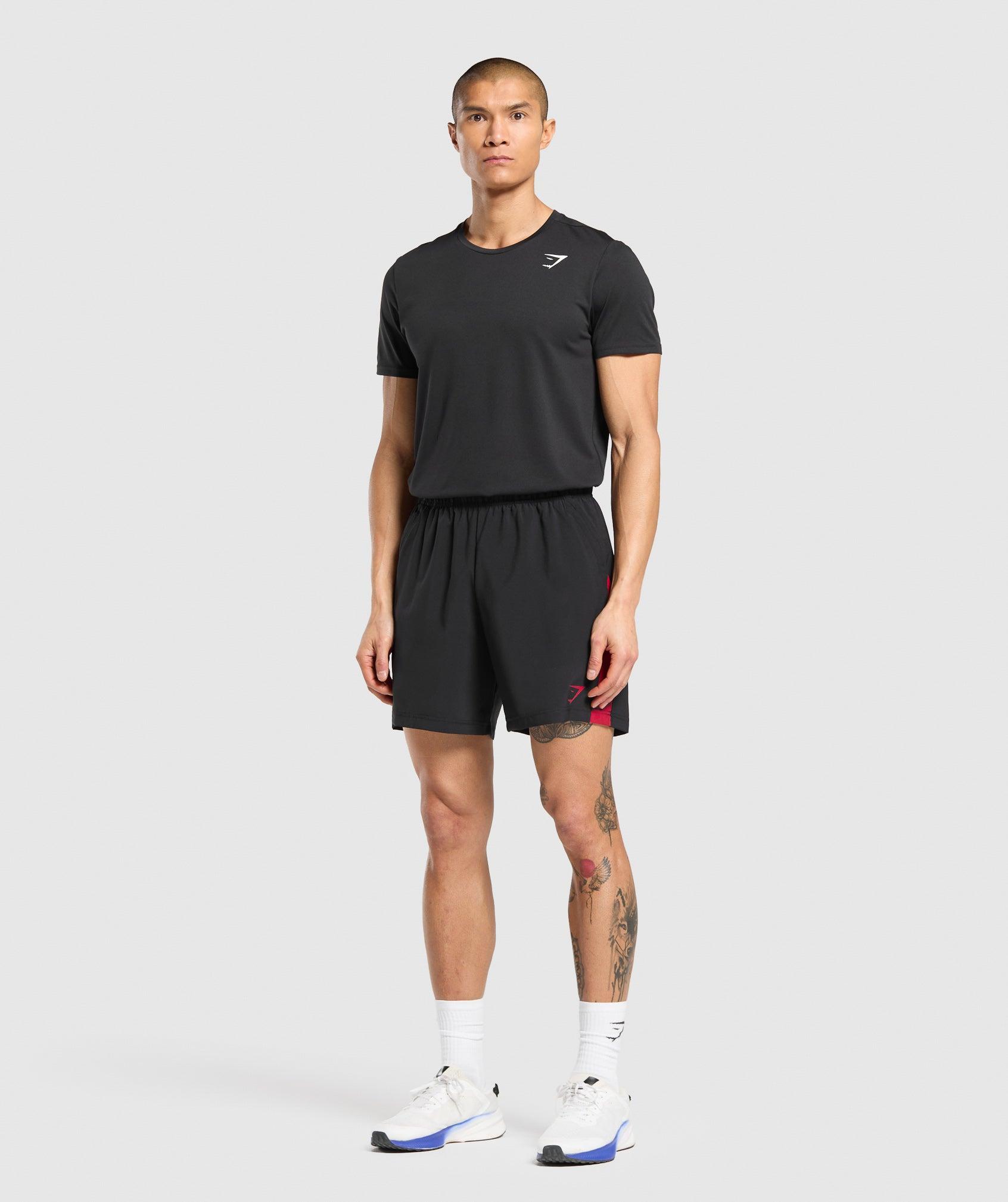 Gymshark Sport  7" Shorts - Black/Conditioning Red Male Product Image
