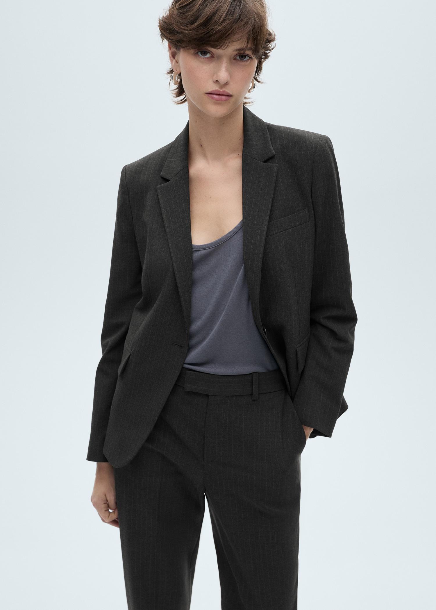 Pinstripe suit trousers - Women | MANGO USA Product Image