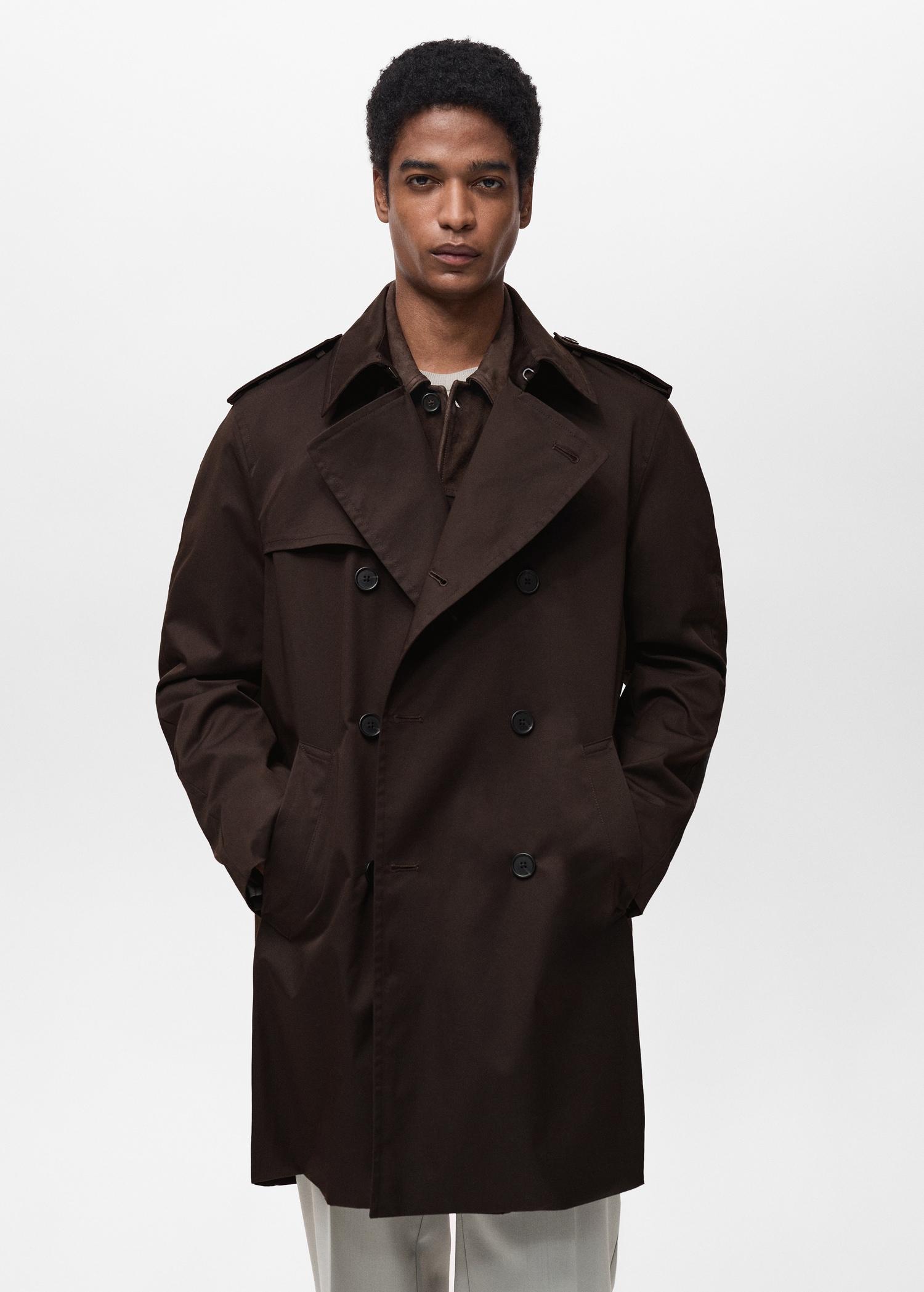 Water-repellent belted trench coat - Men | MANGO USA Product Image