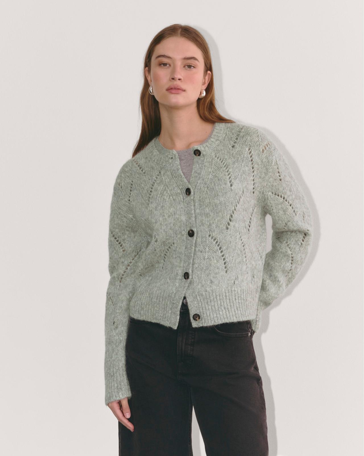 Womens Pointelle Cardigan in Cloud by Everlane Product Image