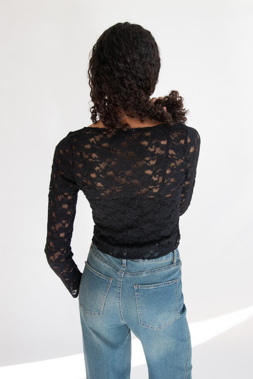 Rose Bud Lace Long Sleeve Top Product Image