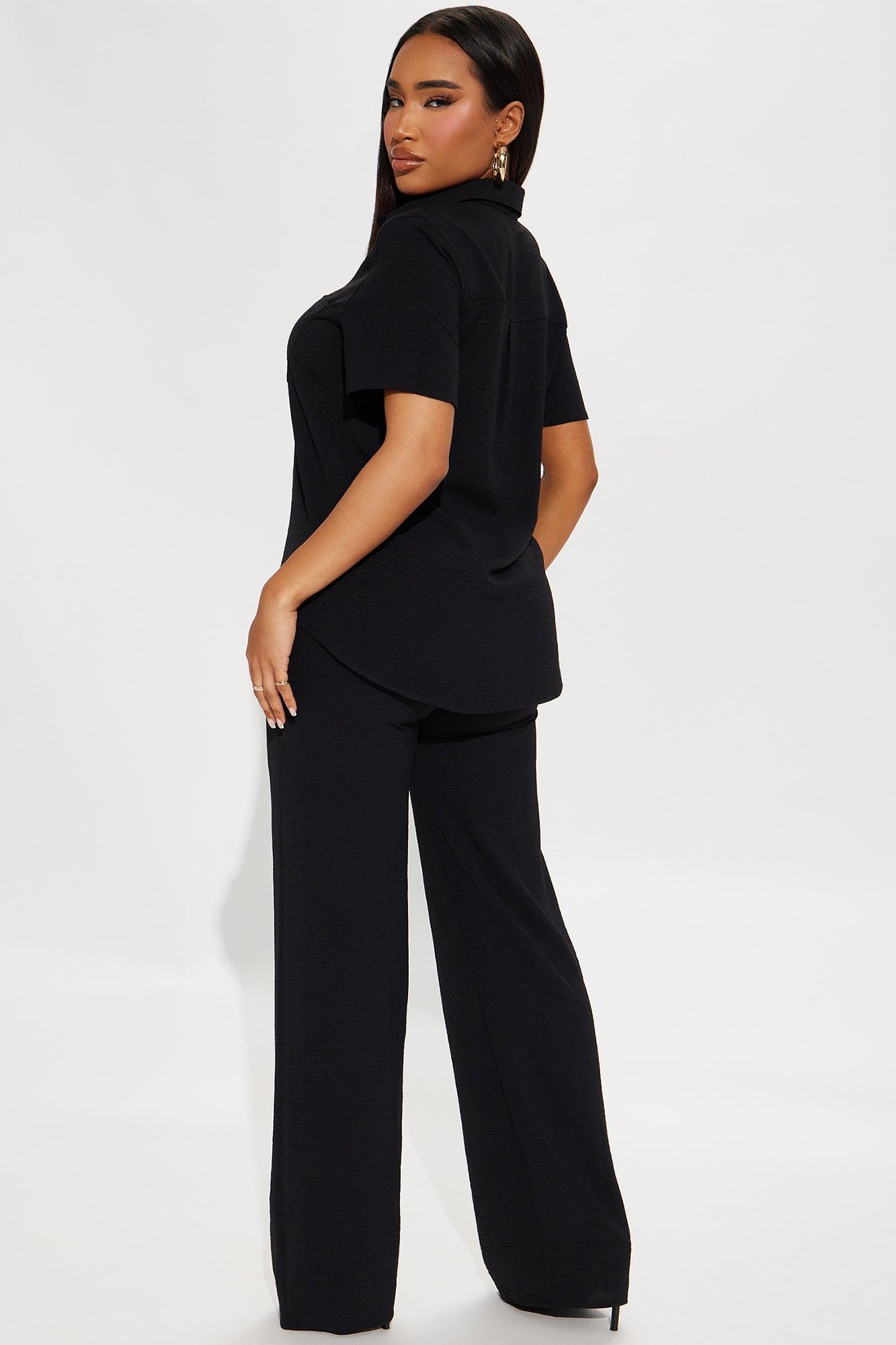 Makenzie Short Sleeve Pant Set - Black Product Image