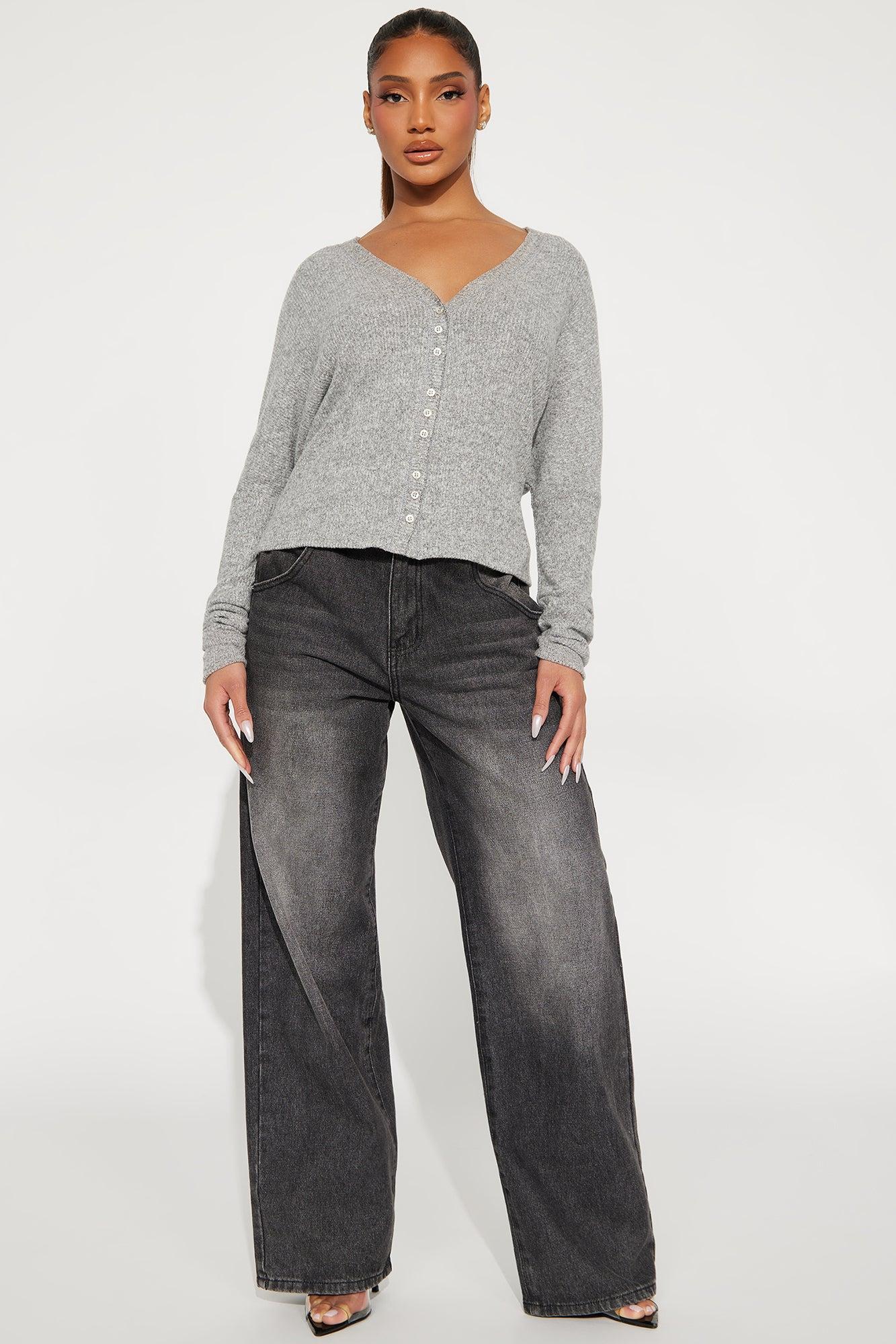 Cozy Feelings Button Front Top - Heather Grey Product Image