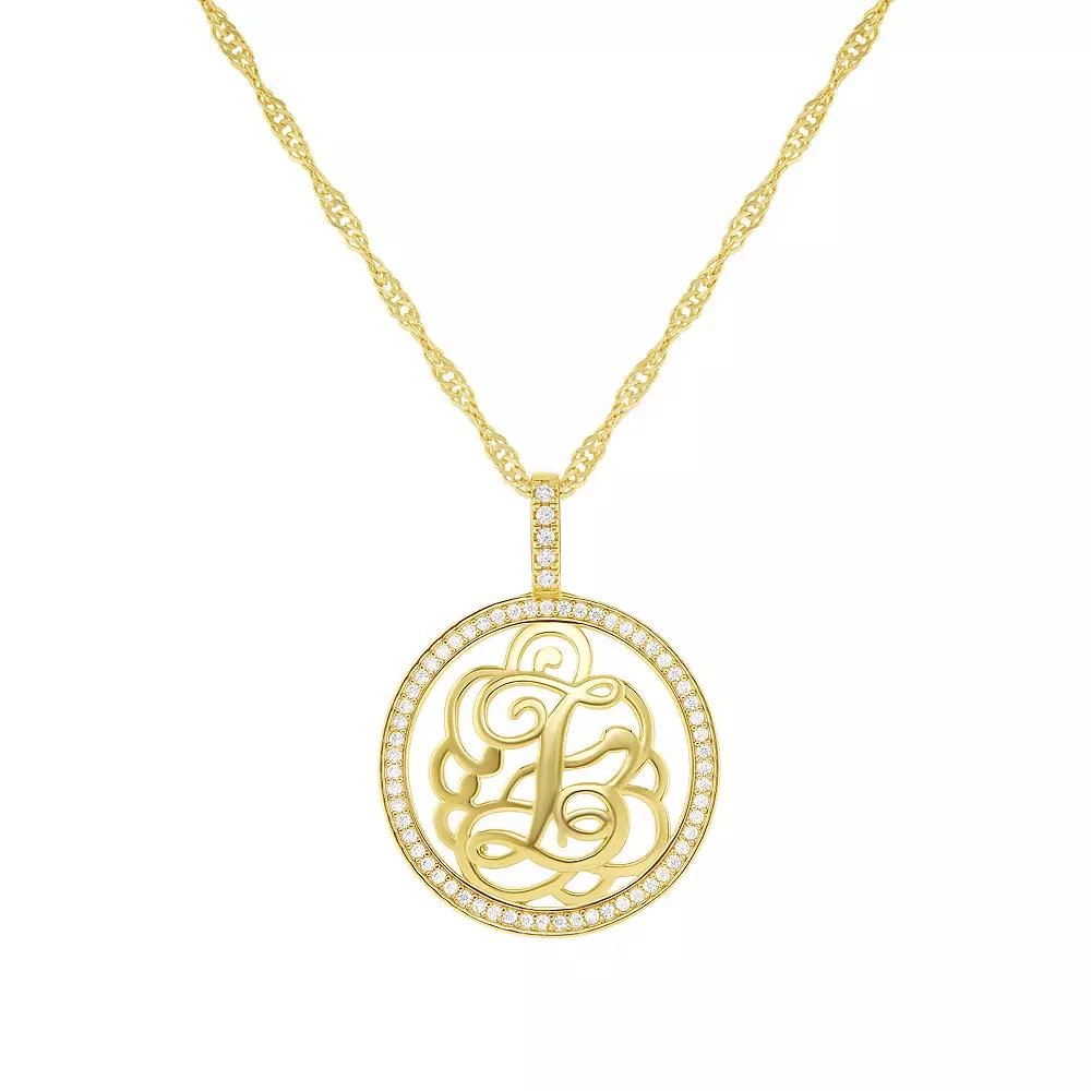 PRIMROSE Cubic Zirconia Initial Coin Pendant Necklace, Women's, Size: 18-20" ADJ, Gold Tone Z Product Image