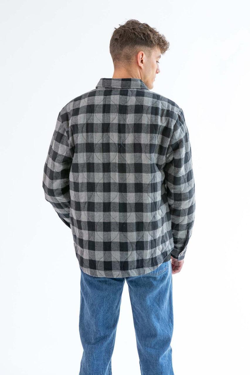 Black Quilted Plaid Shacket Product Image