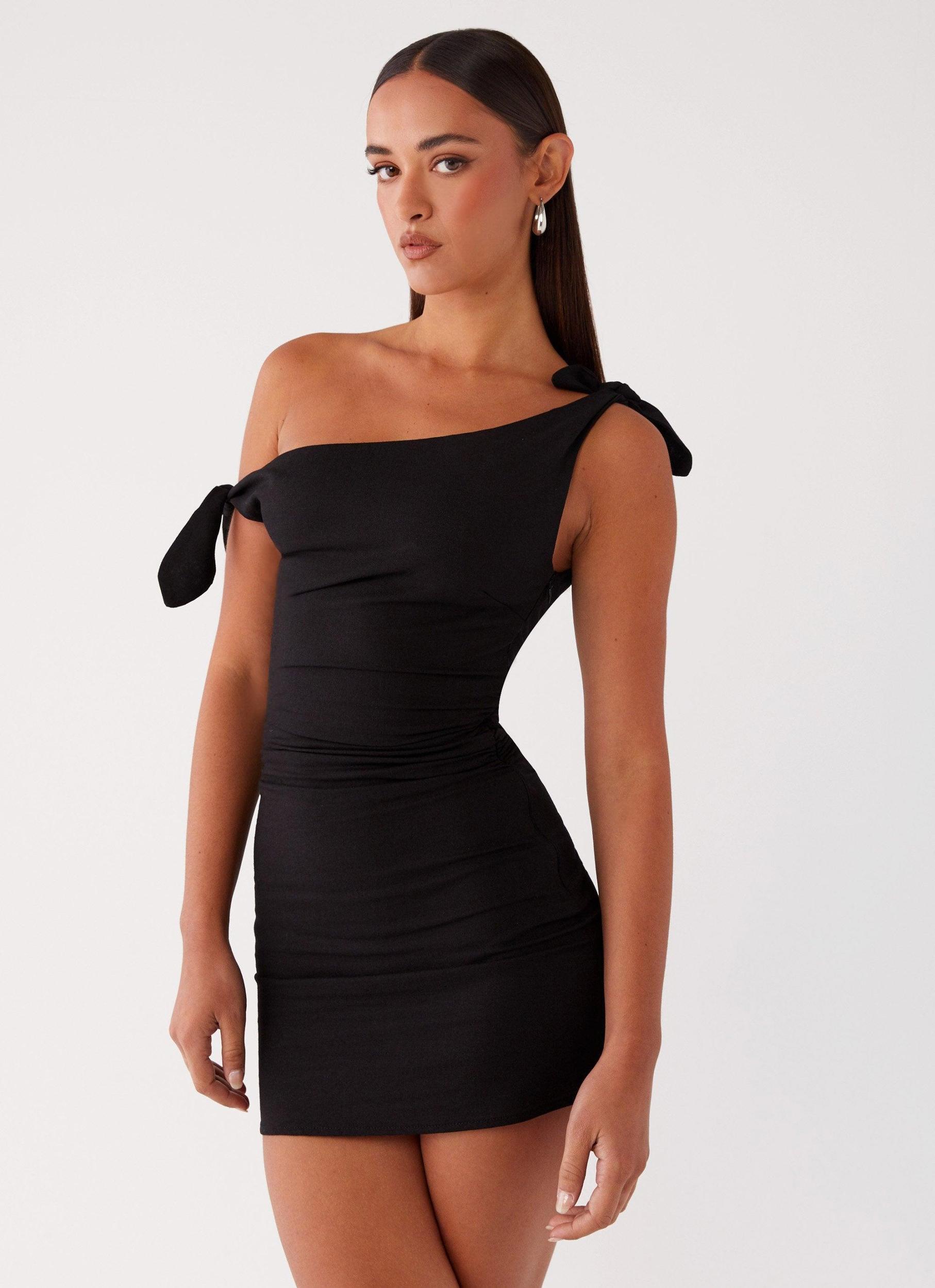 Amazonia Linen Mini Dress - Black Product Image