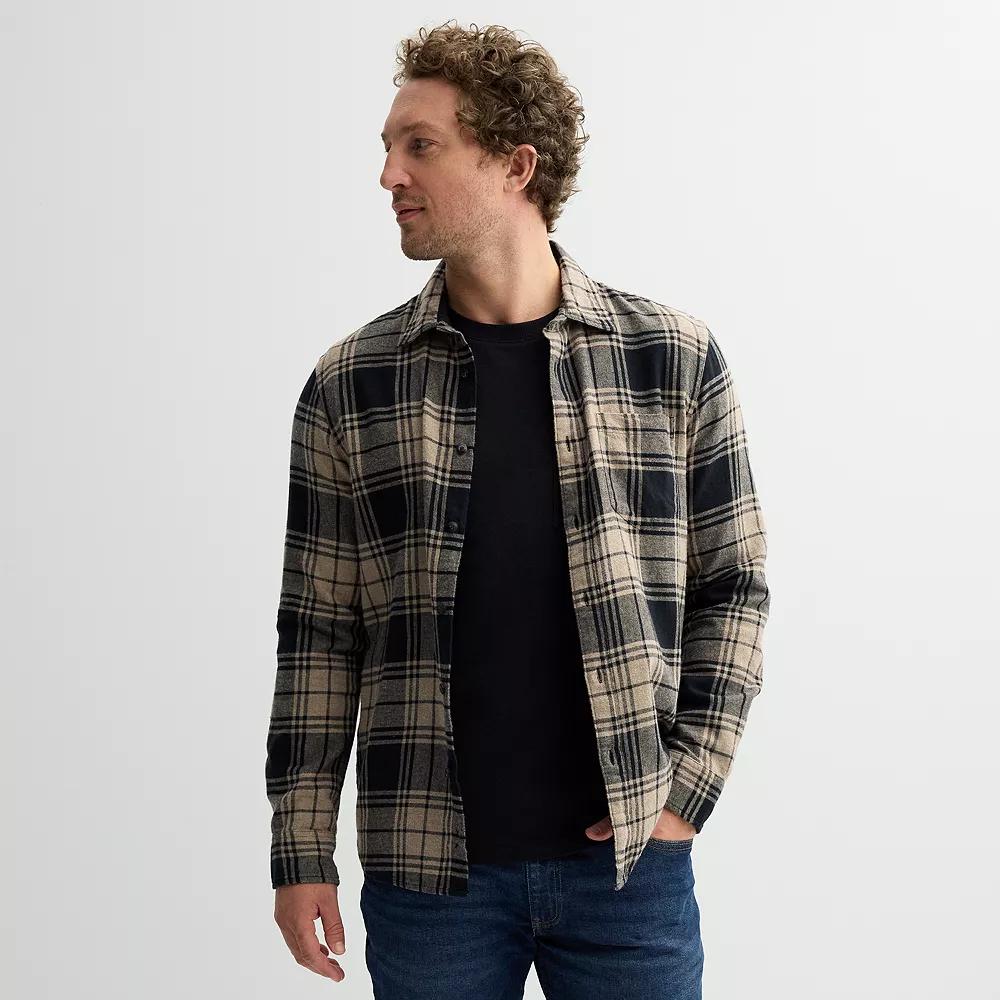 Men's Sonoma Goods For Life® One Pocket Flannel Button-Down Shirt, Size: Small, Red  Buff Chec Product Image