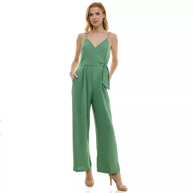 Women's Luxology Faux-Wrap Trim Detail Jumpsuit,  Product Image
