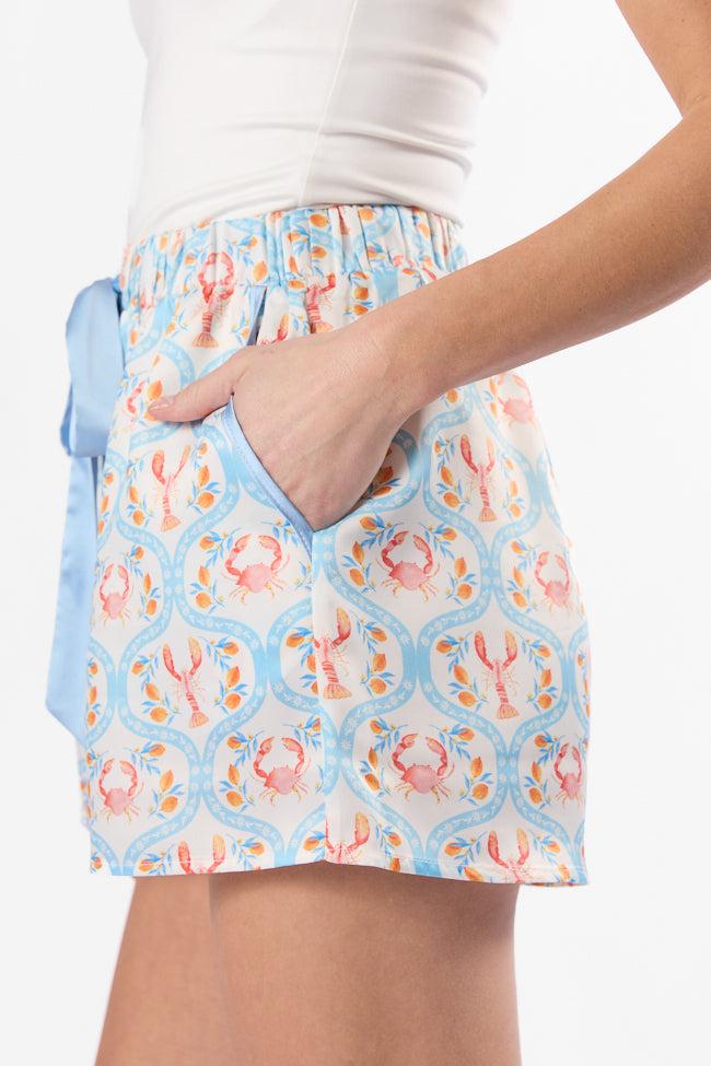 Rest Up In The Cutest Catch Satin Pajama Shorts FINAL SALE Product Image