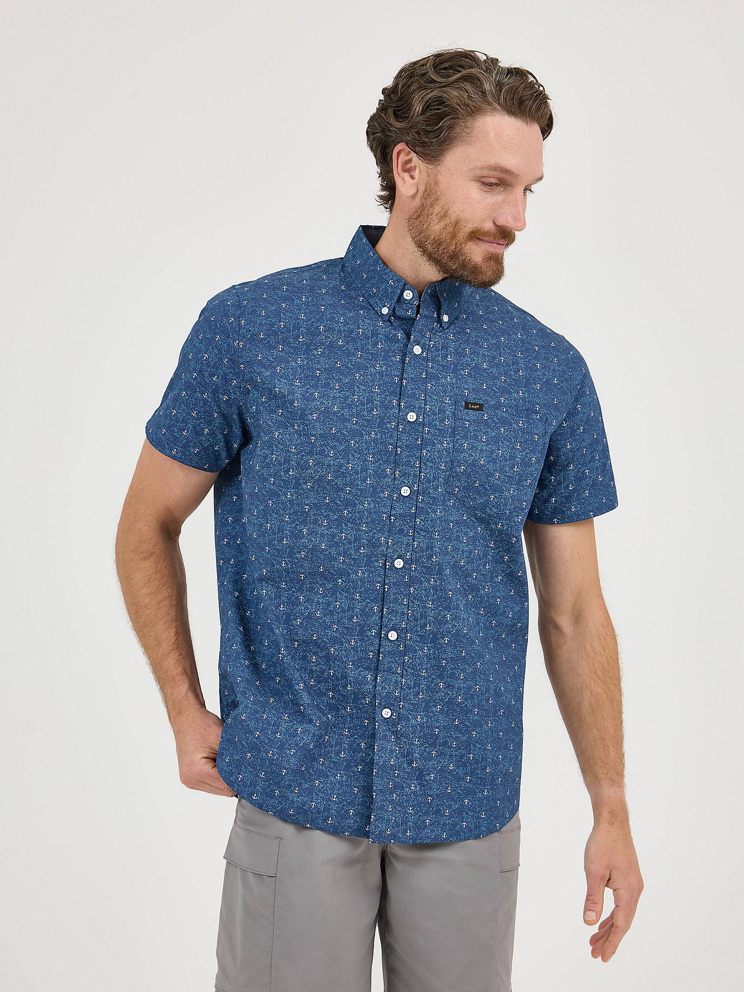 Men's Short Sleeve Textured Print Button Down Shirt | Men's Tops & Tees | Lee® Product Image