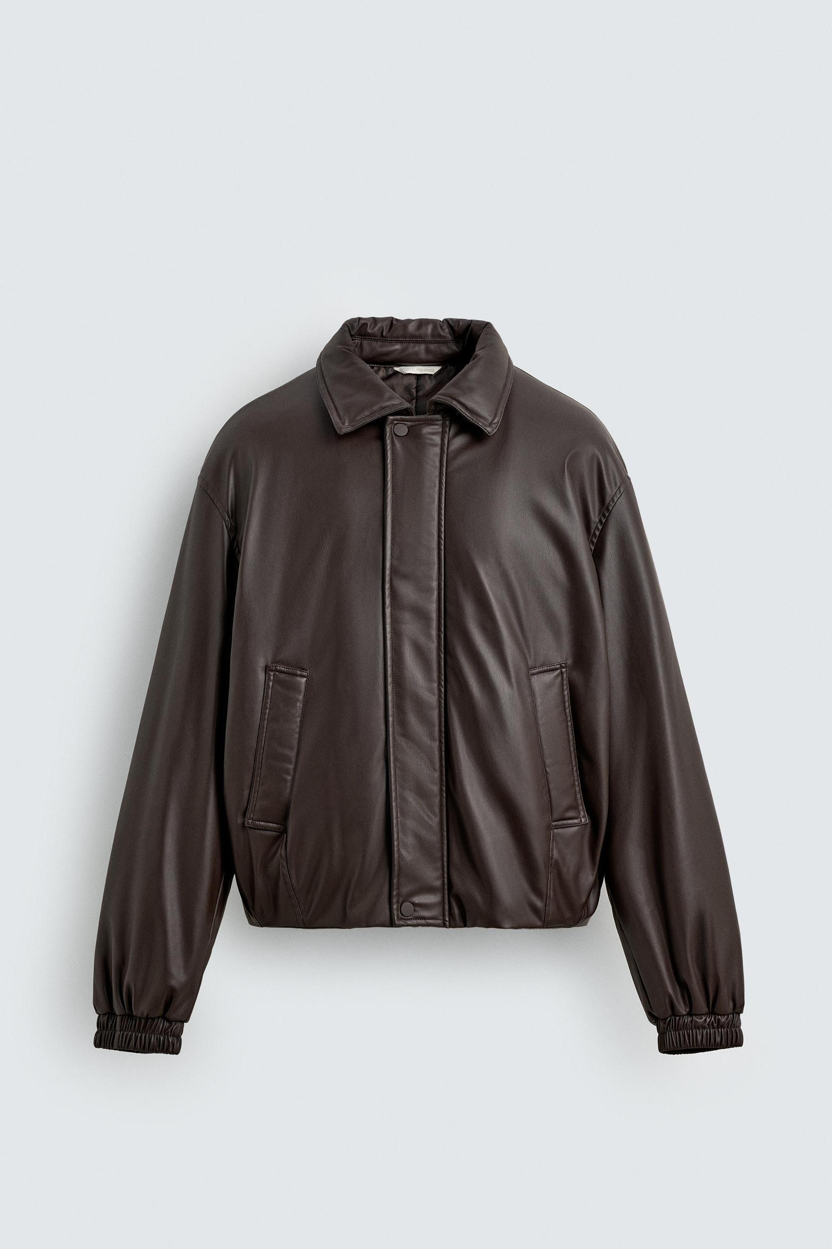 RELAXED FIT FAUX LEATHER JACKET Product Image