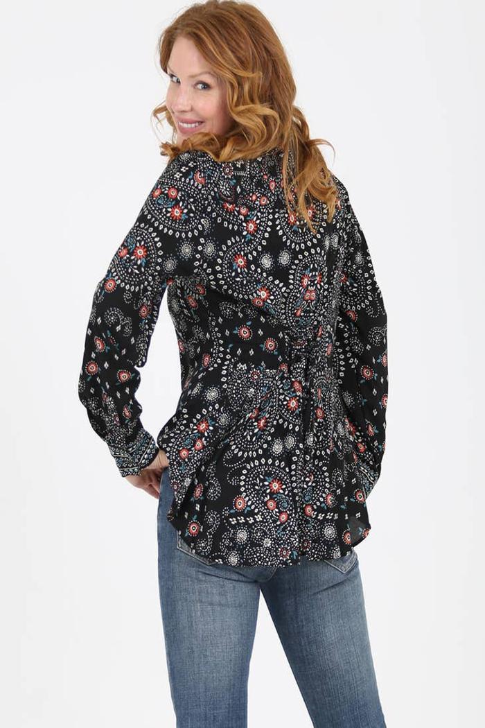 Printed Shirt With Lace Up Back Product Image