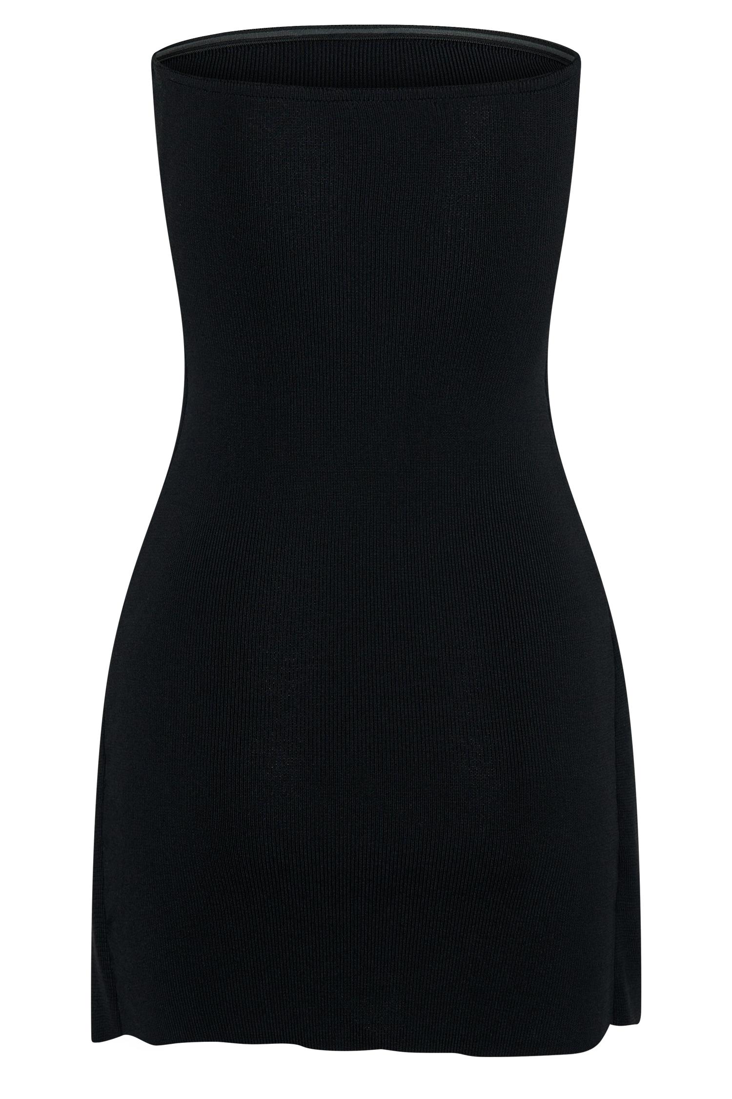 Rian Strapless Knit Mini Dress - Black Product Image