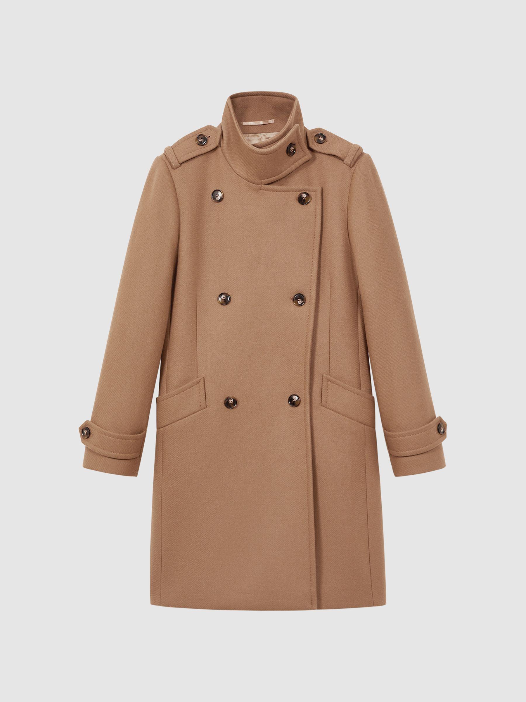 Wool Blend Double Breasted Coat in Camel Product Image