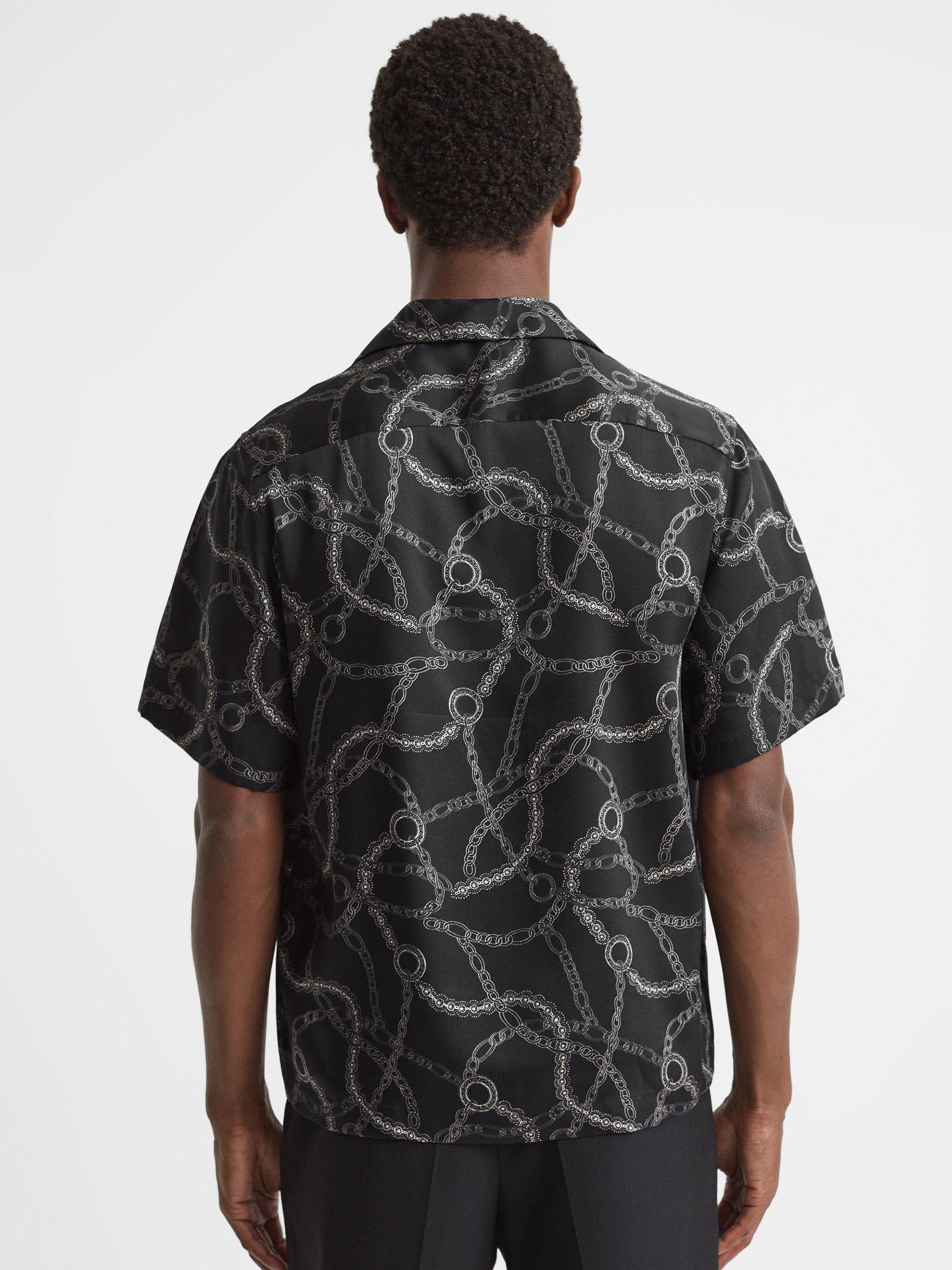 Chain Print Cuban Collar Shirt in Black Product Image