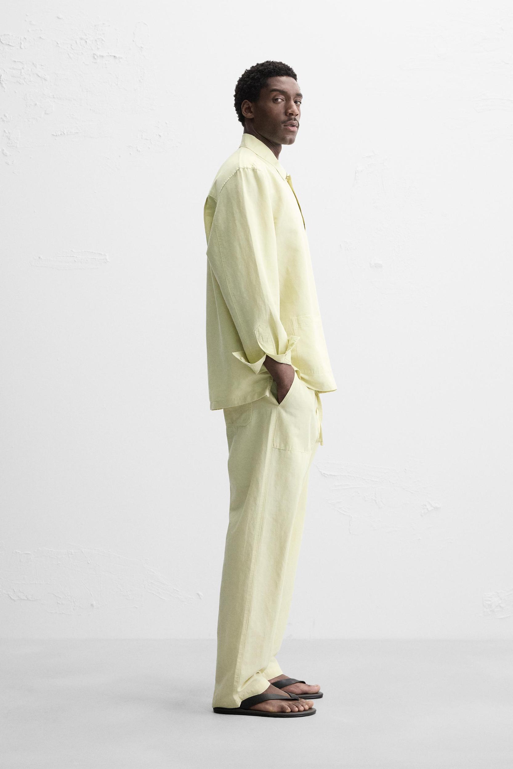 STRAIGHT FIT LINEN COTTON PANTS Product Image