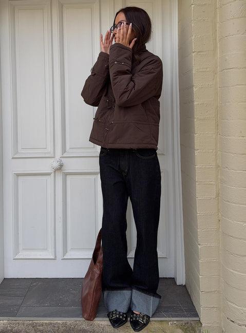 Top Model Low Rise Straight Leg Cuffed Jean Dark Denim Product Image