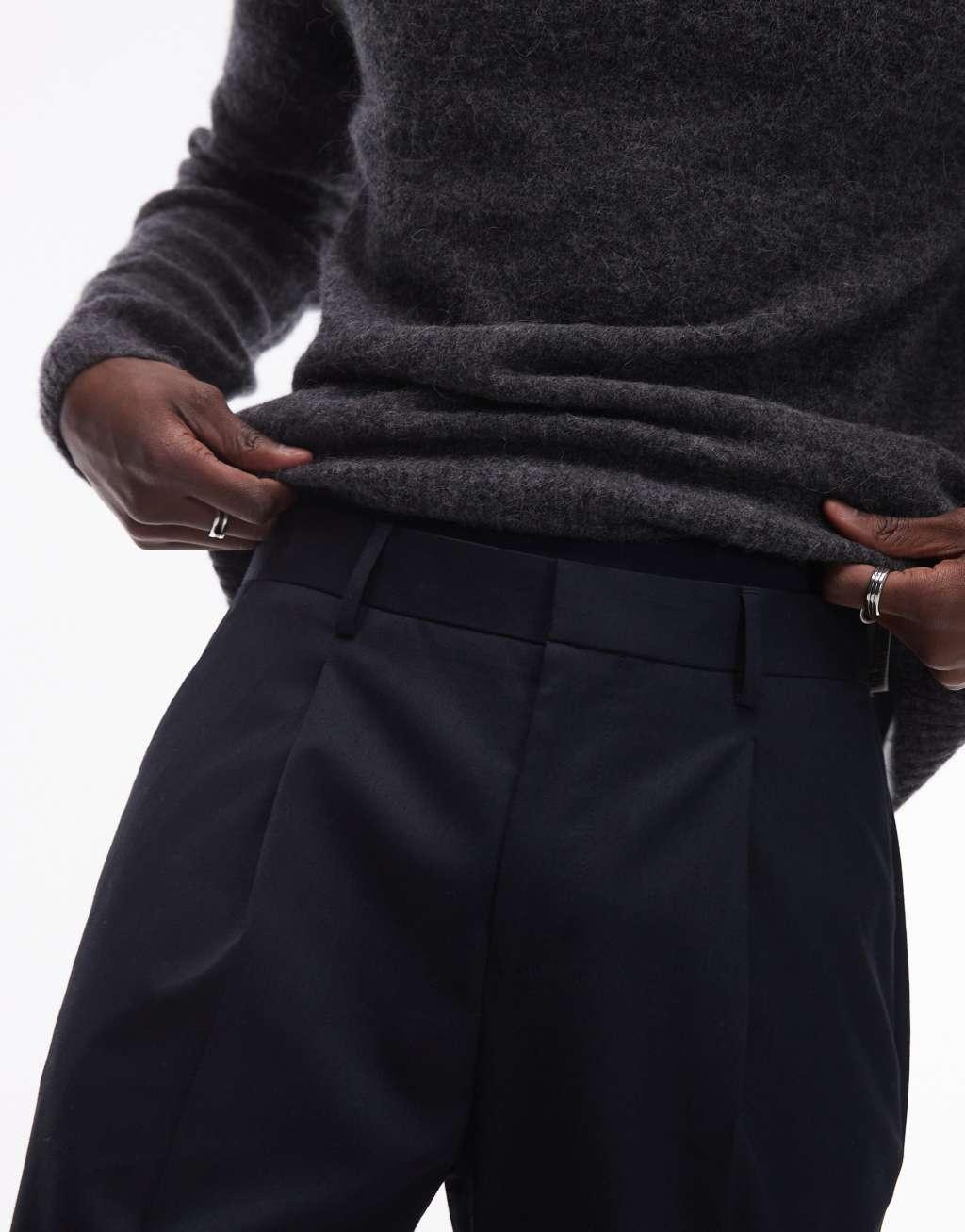 Topman tapered dress pants in navy Product Image