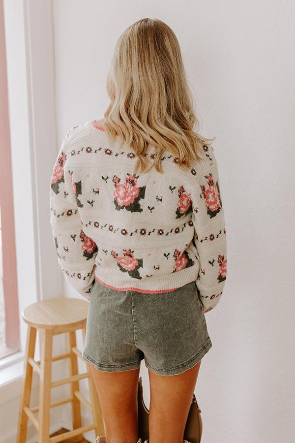 Sweet Moment Floral Wool-Blend Cardigan Product Image