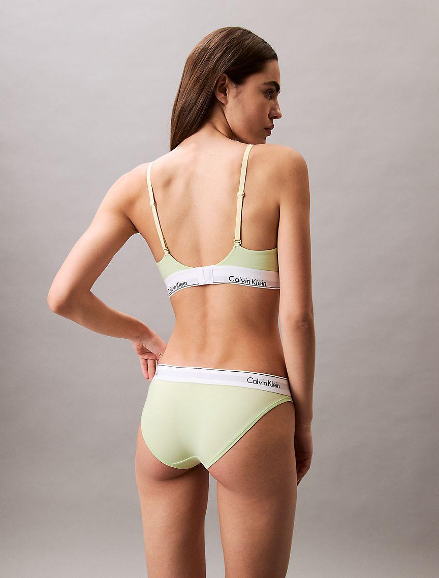 Calvin Klein Womens Icon Cotton Modal Lightly Lined Triangle Bralette - Green Product Image
