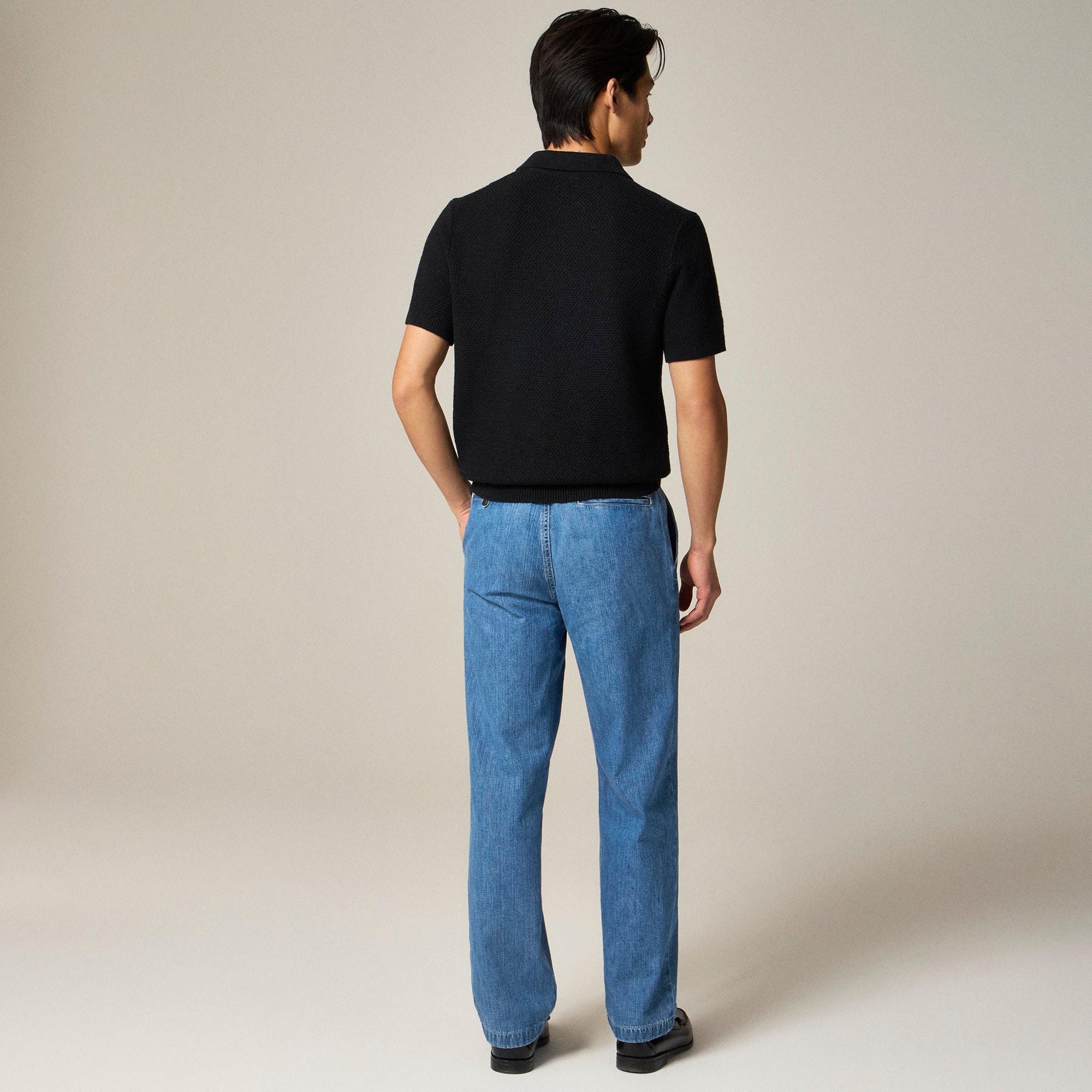 Short-sleeve cotton seed-stitch sweater-polo Product Image