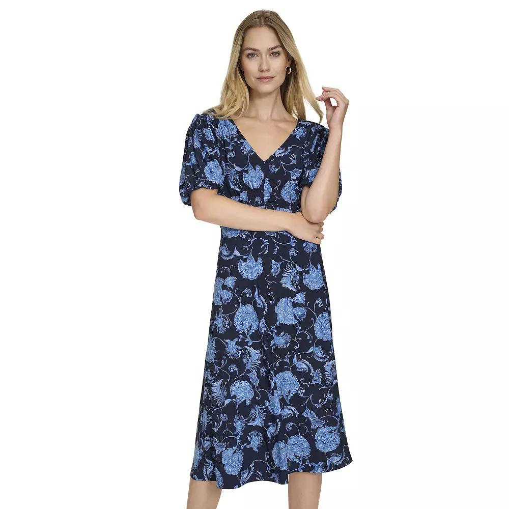 Women's Harper Rose Puff Sleeve V-Neck Dress,  Product Image