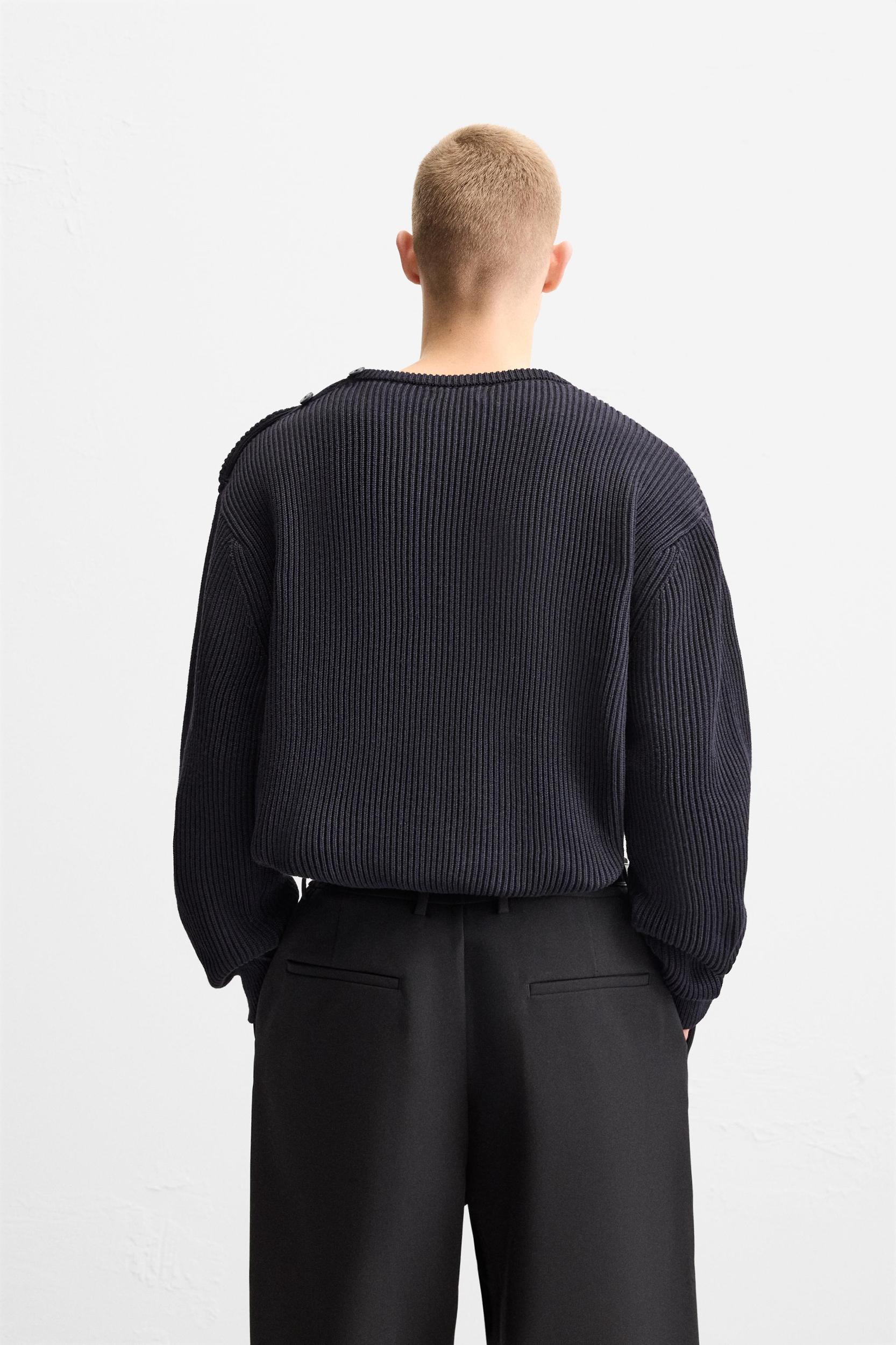 BUTTONED TEXTURED SWEATER Product Image