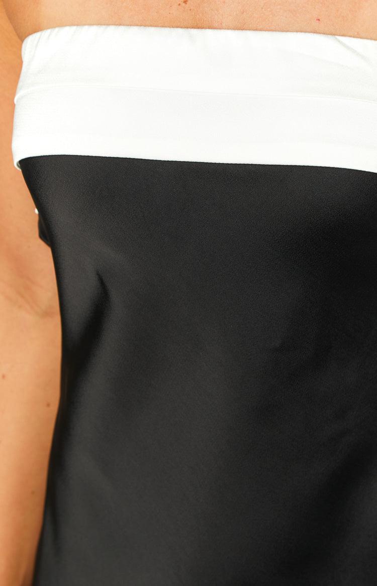 Annie Black and White Contrast Strapless Mini Dress Product Image