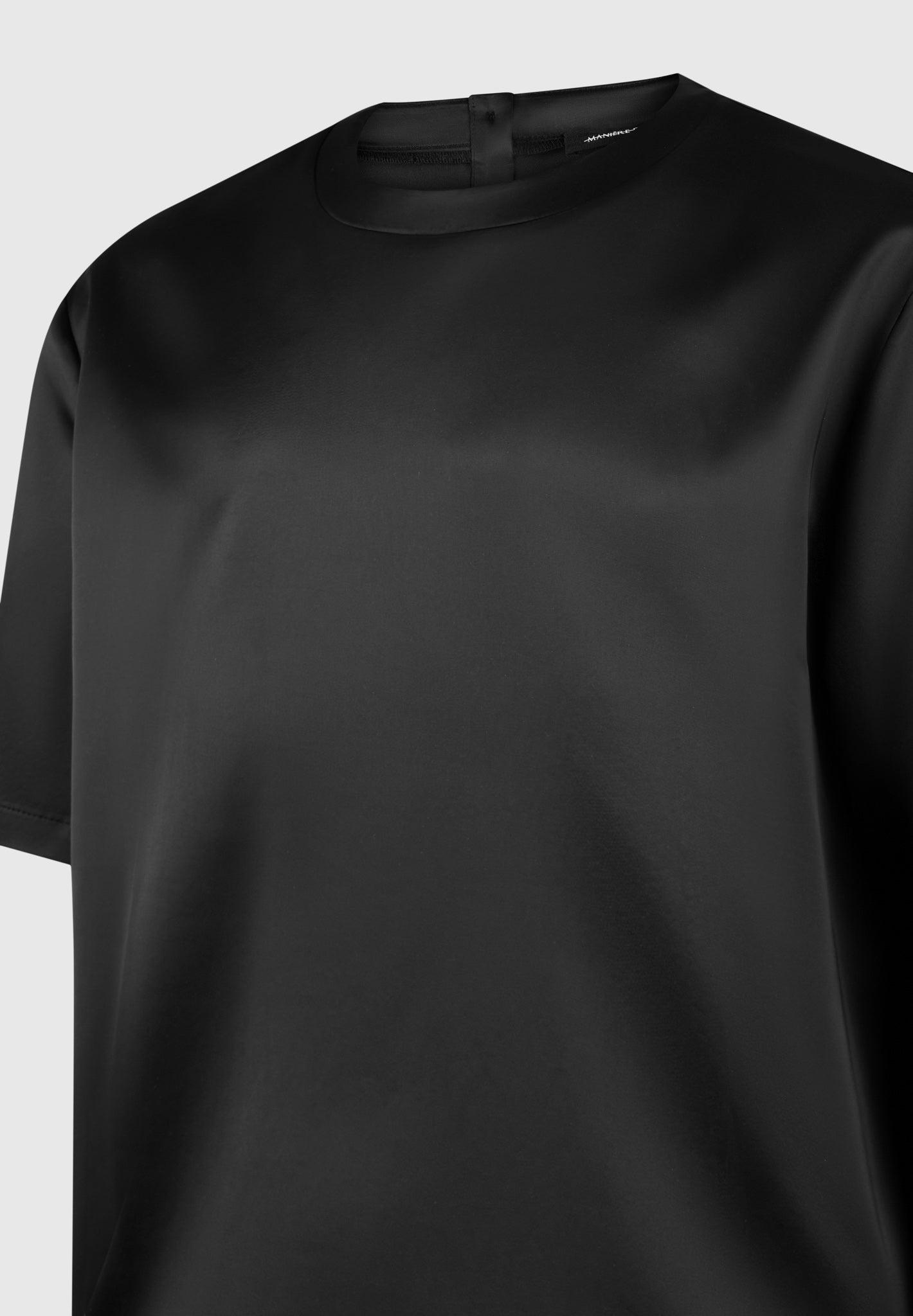 Satin Boxy Fit T-Shirt - Black Male Product Image