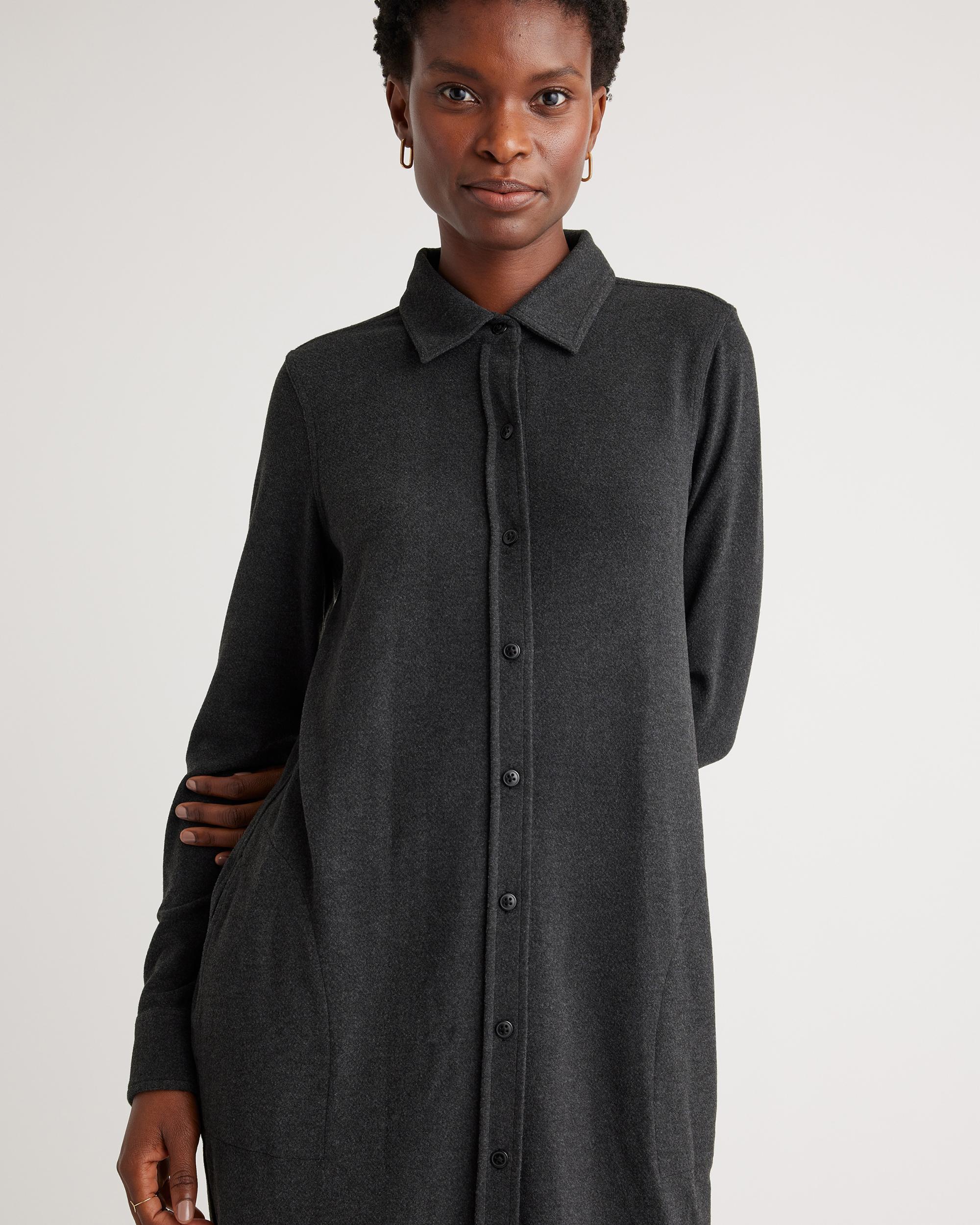 Quince | Women's Stretch Sweater Fleece Shirt Dress Recycled Polyester Product Image