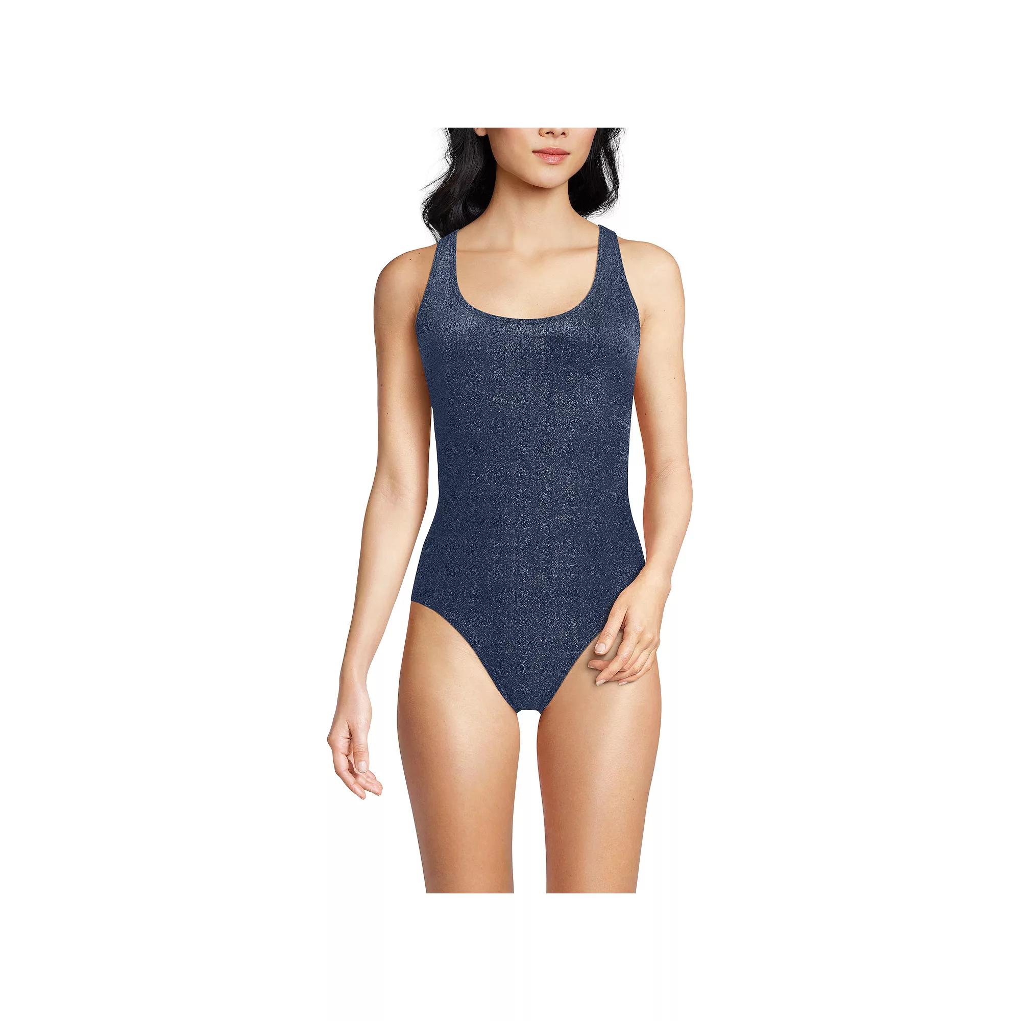 Women's Lands' End Tugless Shine One-Piece Swimsuit,  Product Image