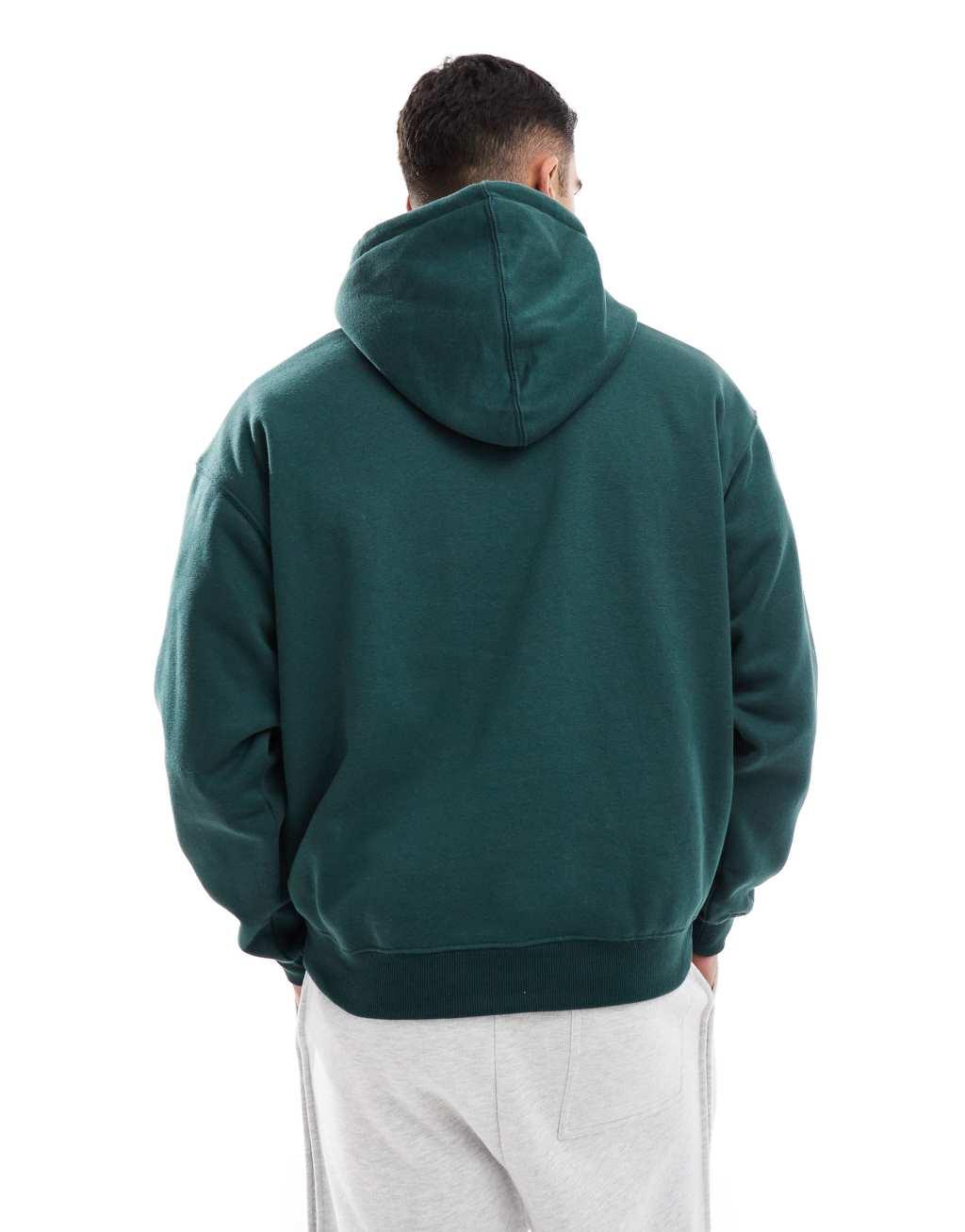 Cotton On box fit hoodie with High Society in green Product Image