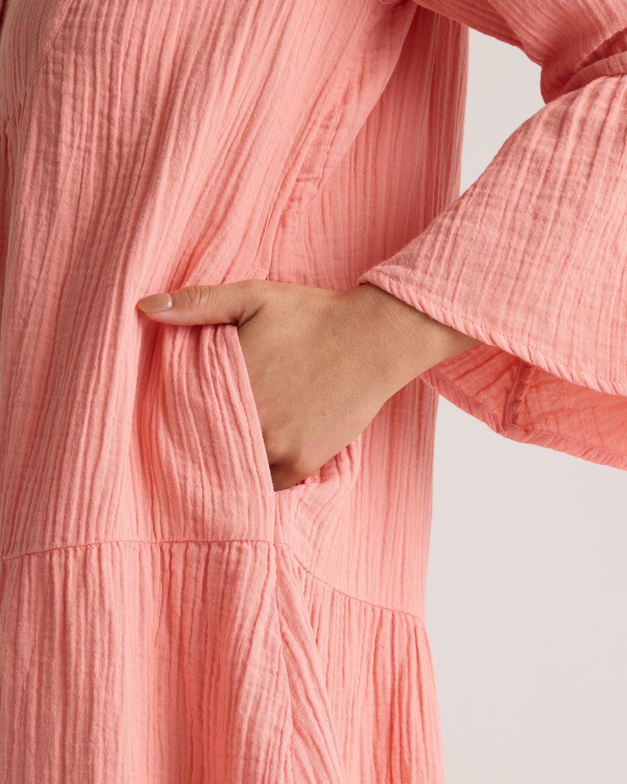 Quince | Women's Gauze Long Sleeve Tiered Mini Dress Organic Cotton Product Image