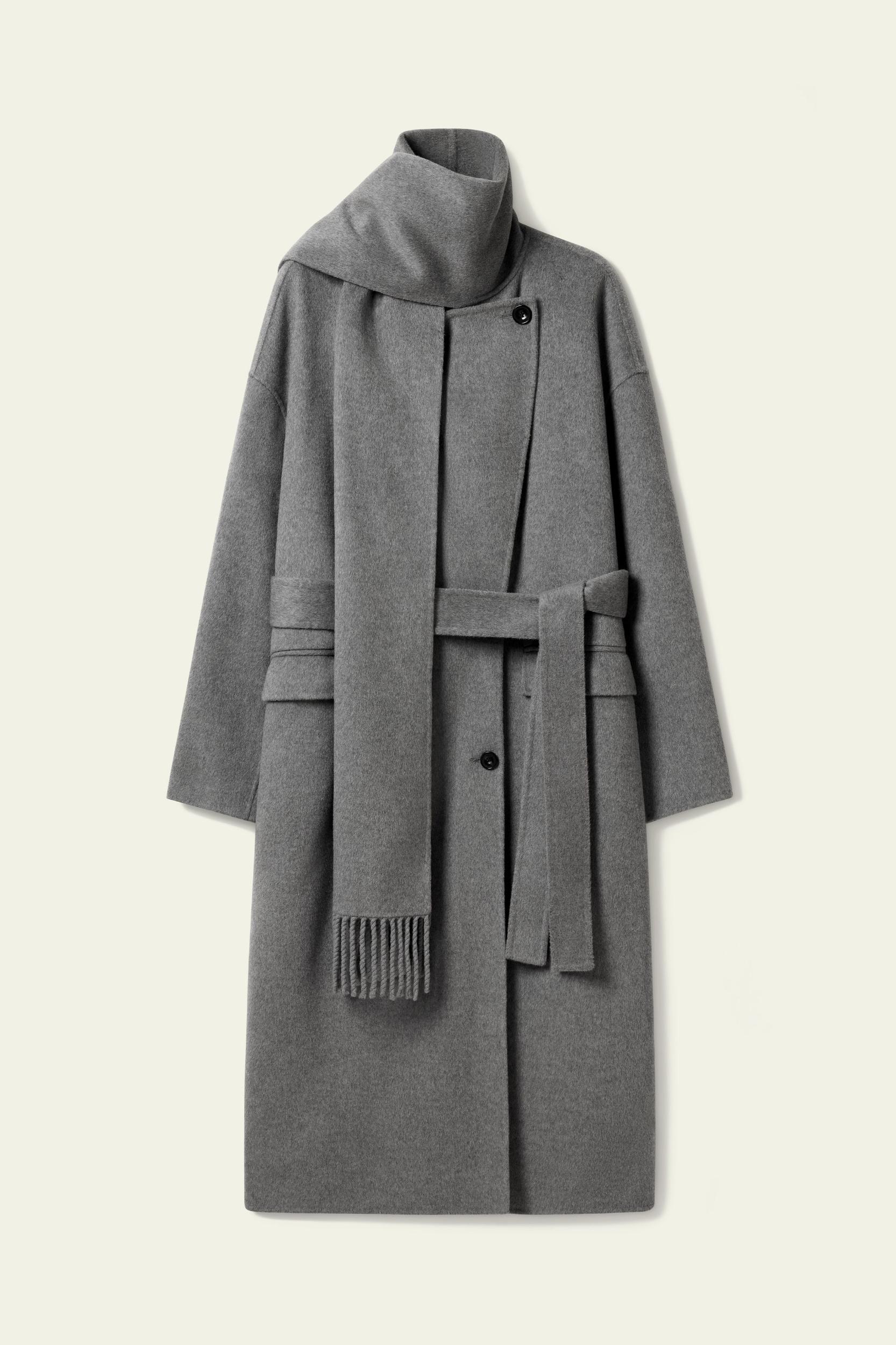 Scarf-Collar Wool Blend Coat Product Image