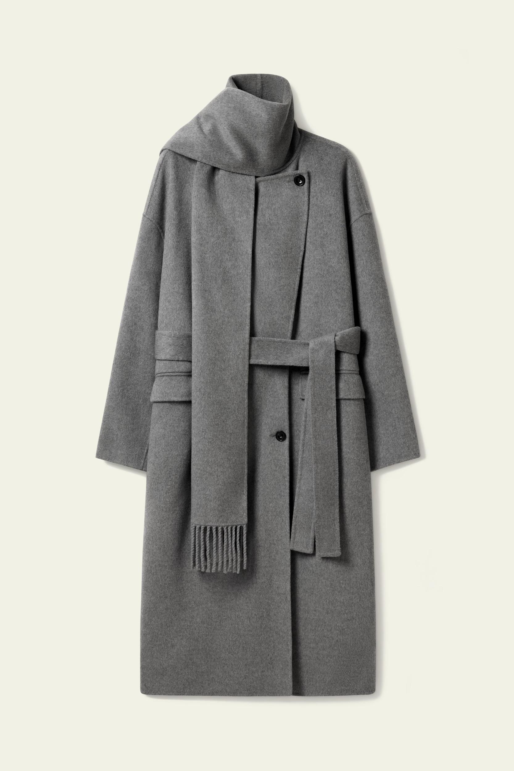 Scarf-Collar Wool Blend Coat Product Image