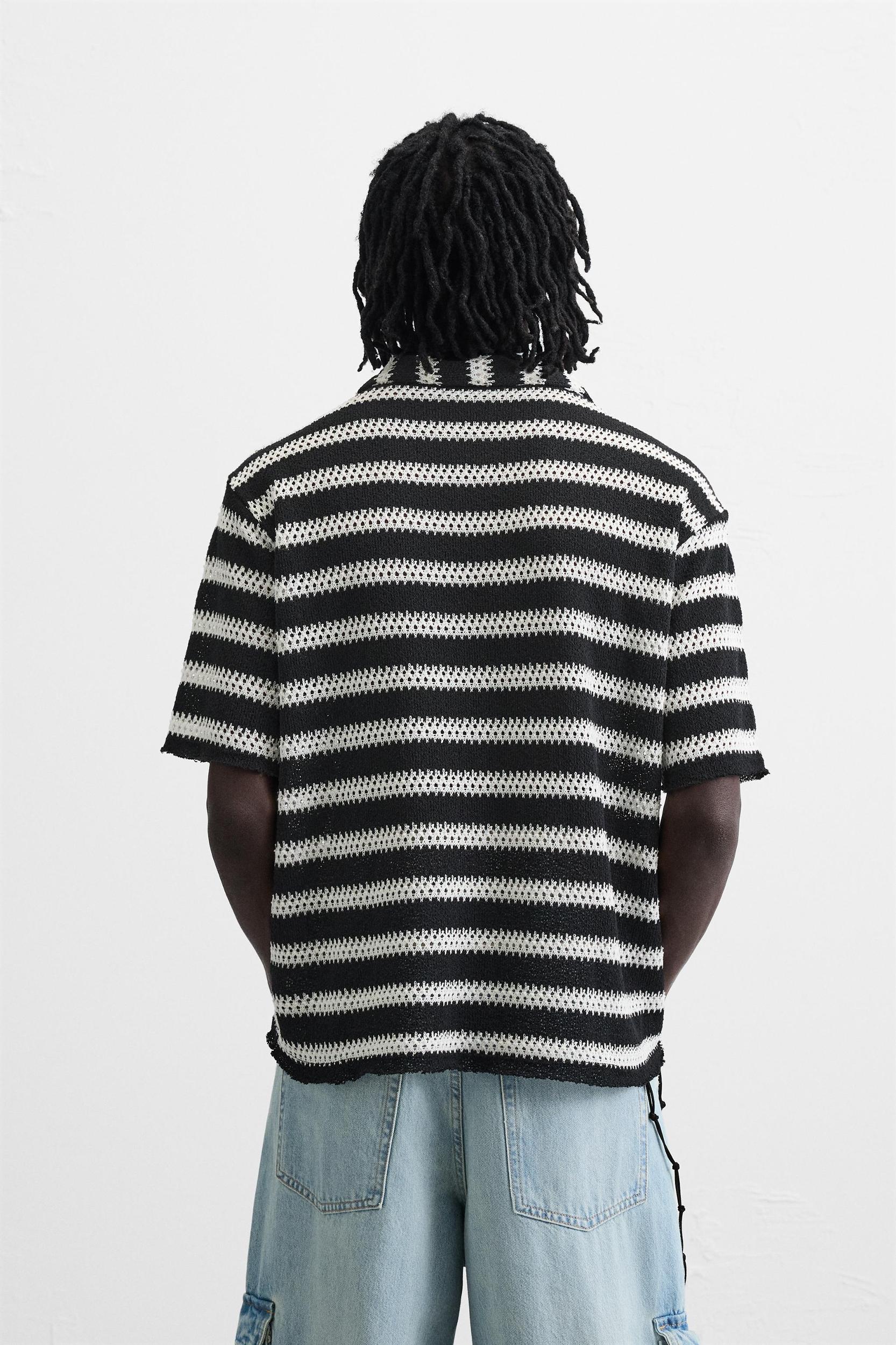 STRIPED KNIT POLO SHIRT Product Image