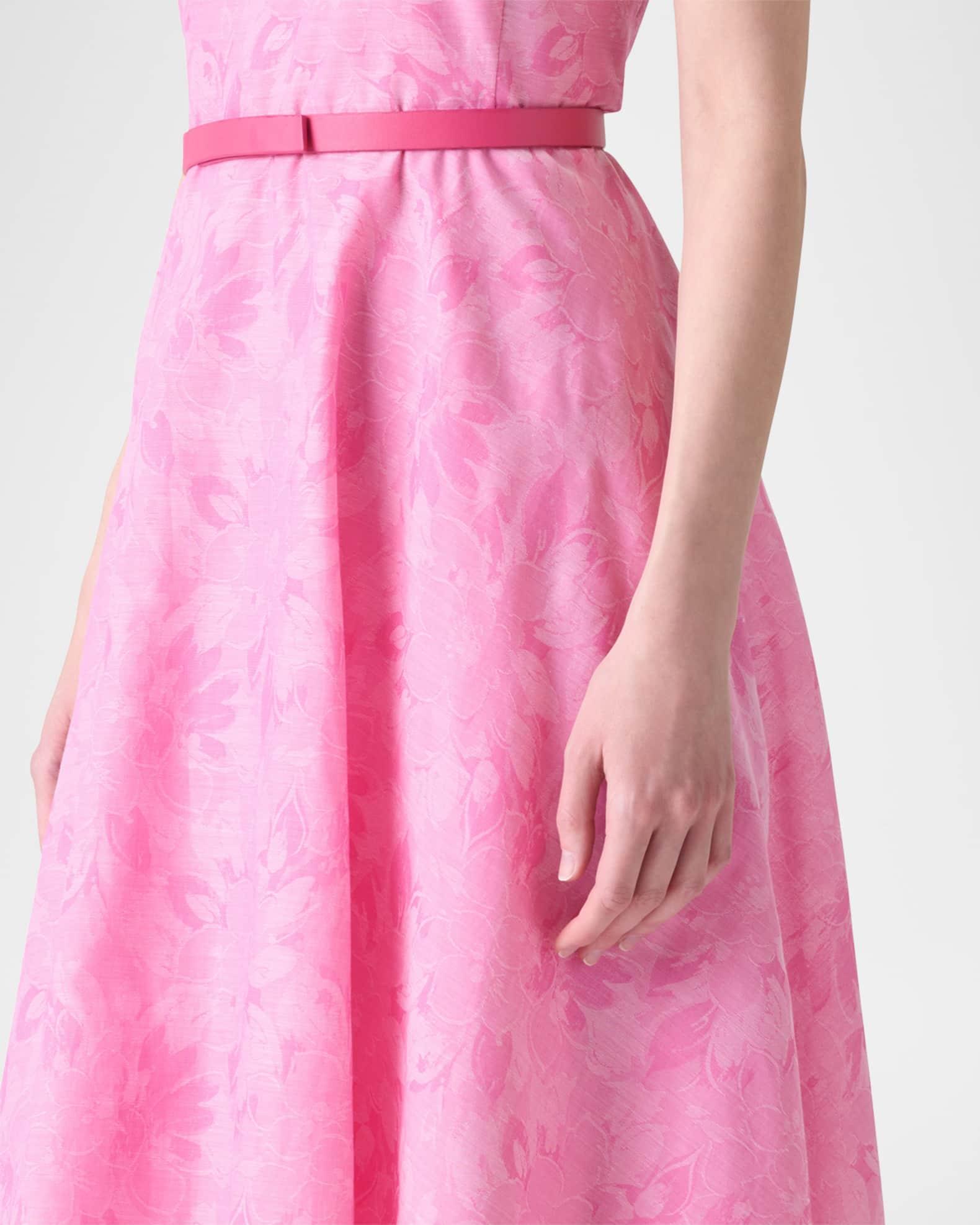 Floral Cotton Sleeveless Belted Dress Product Image