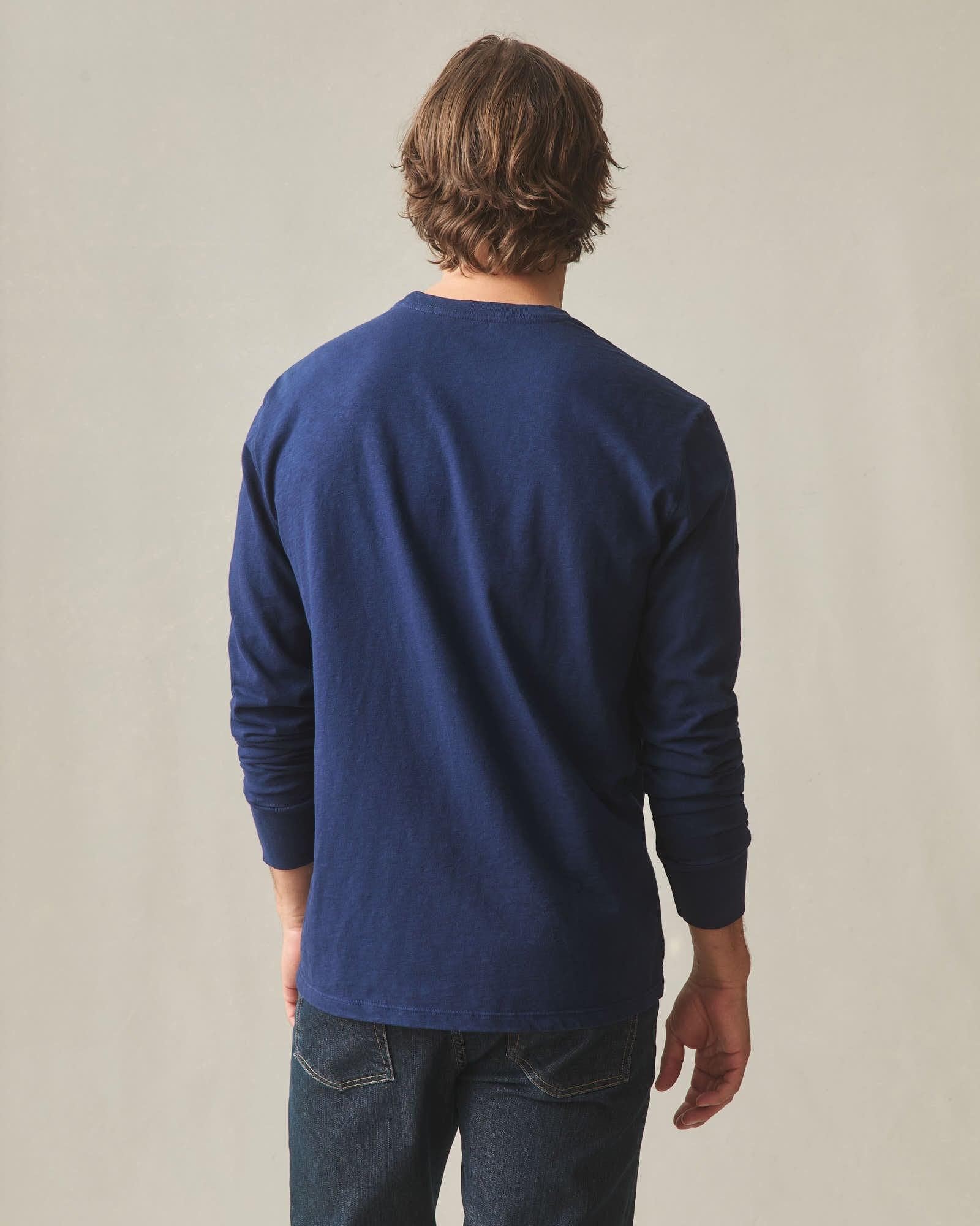 Men's Premium Slub Long Sleeve Crew Tee  - Pageant Blue Male Product Image