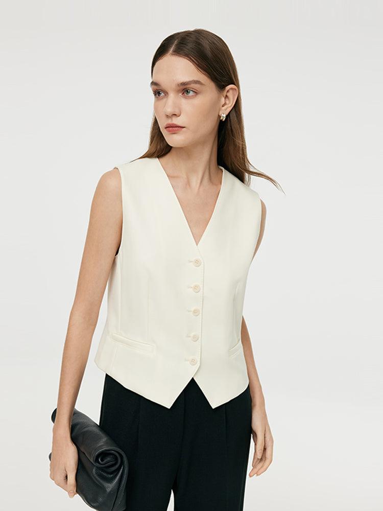 Worsted Wool Single-Breasted Women Vest Product Image