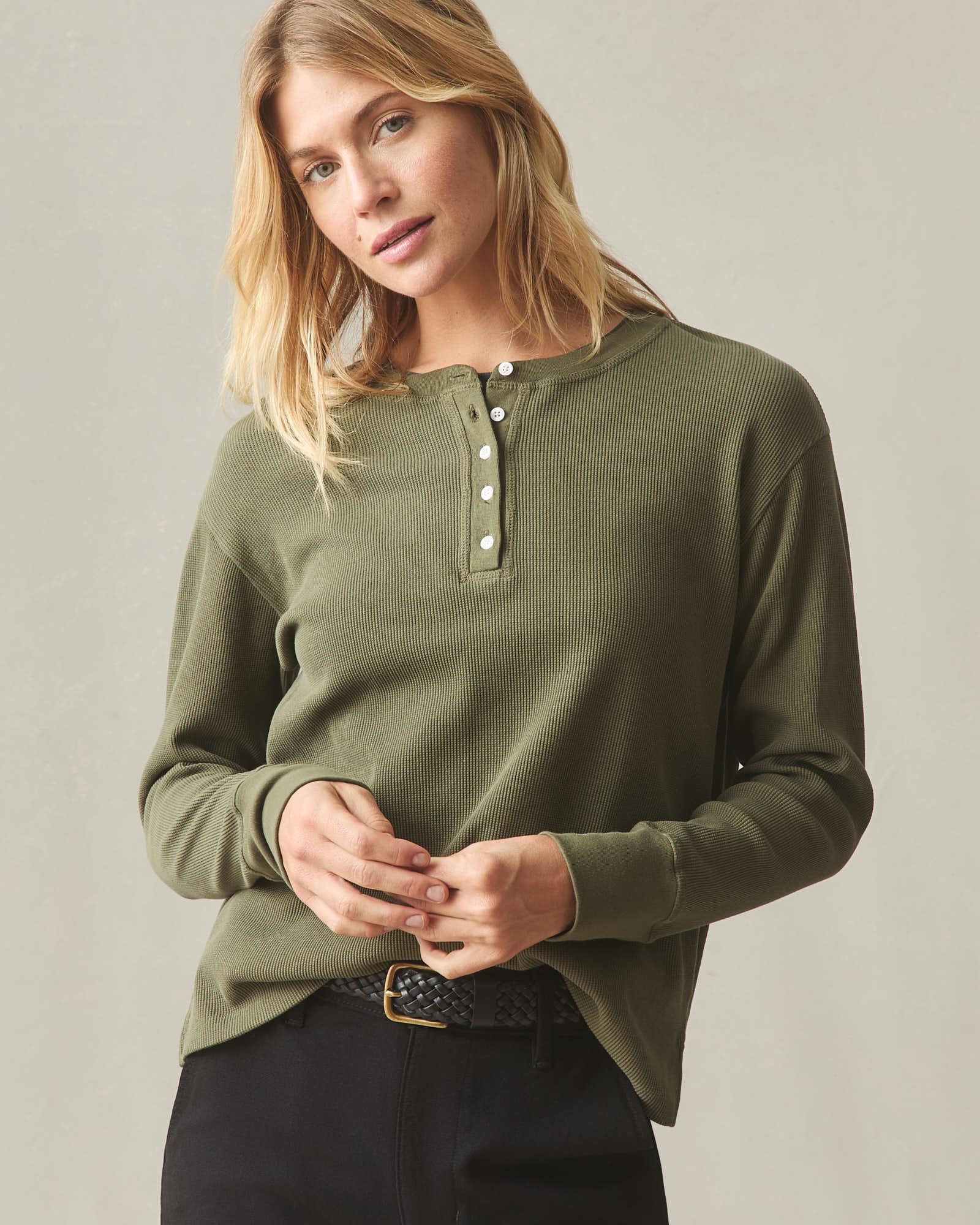 Women's Thermal Henley - Olive Product Image