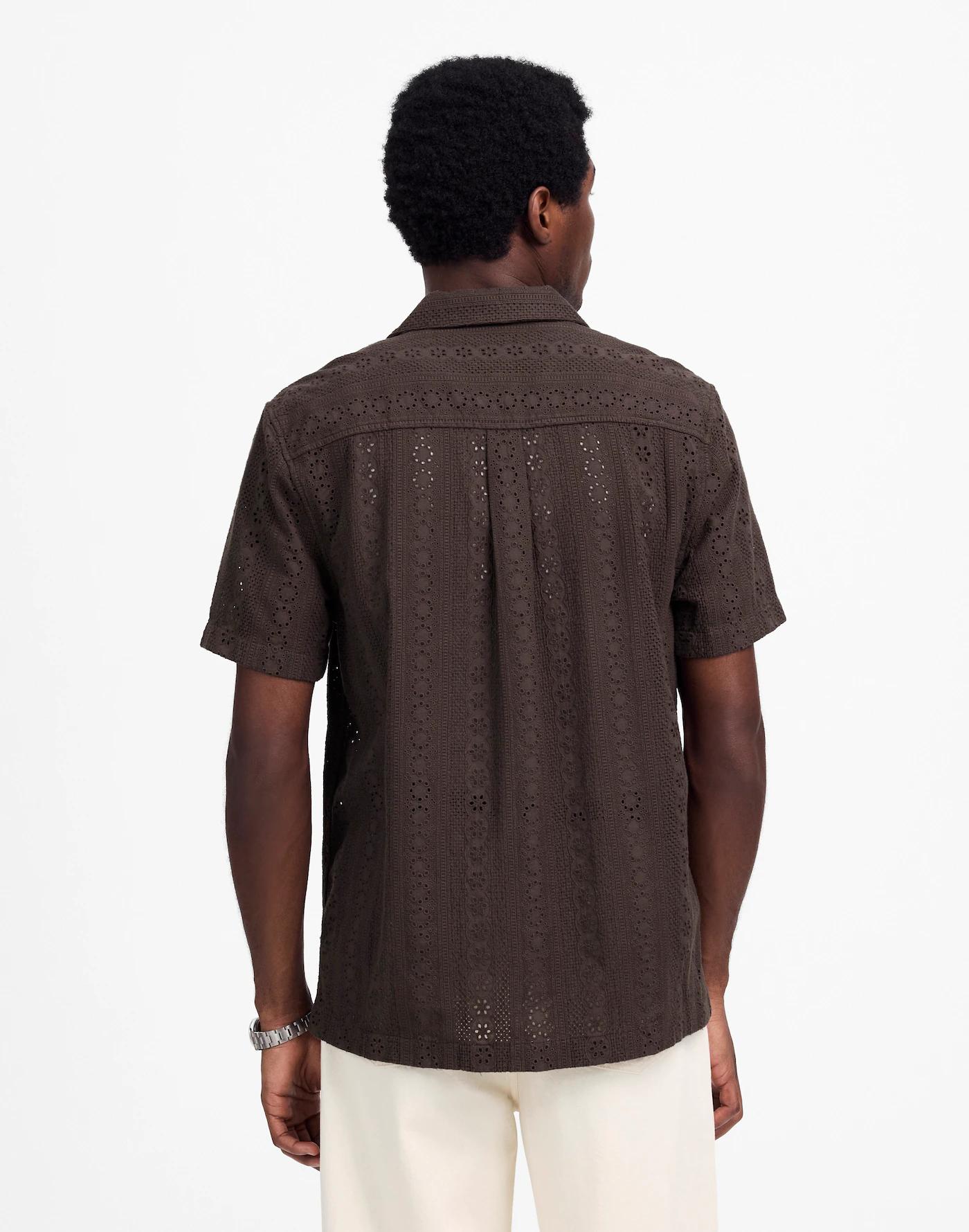 Camp-Collar Short-Sleeve Shirt in Embroidered Cotton Product Image