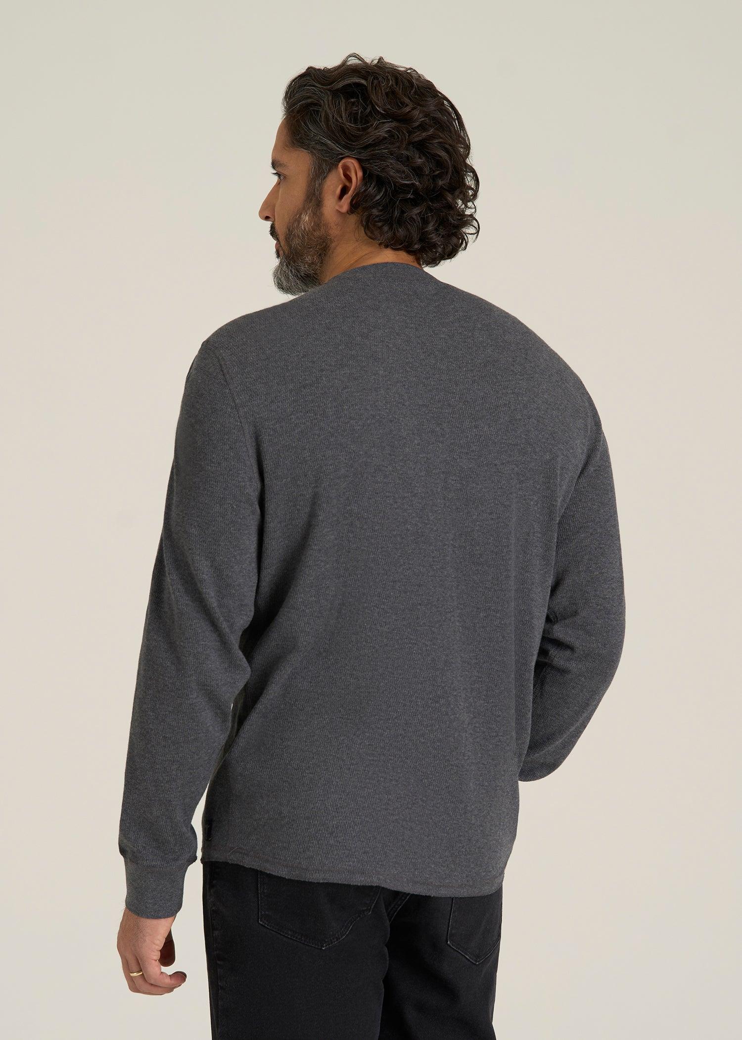 Double Honeycomb Thermal Crewneck  for Tall Men in Charcoal Mix Male Product Image