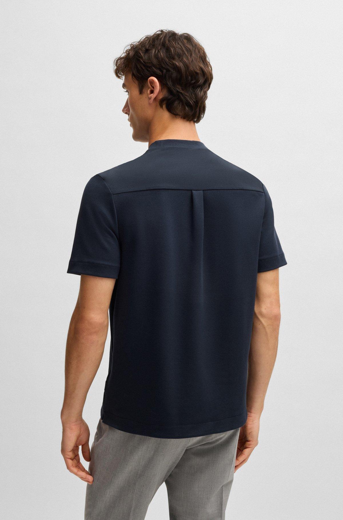 BOSS - T-shirt with tonal trims - Dark Blue Product Image