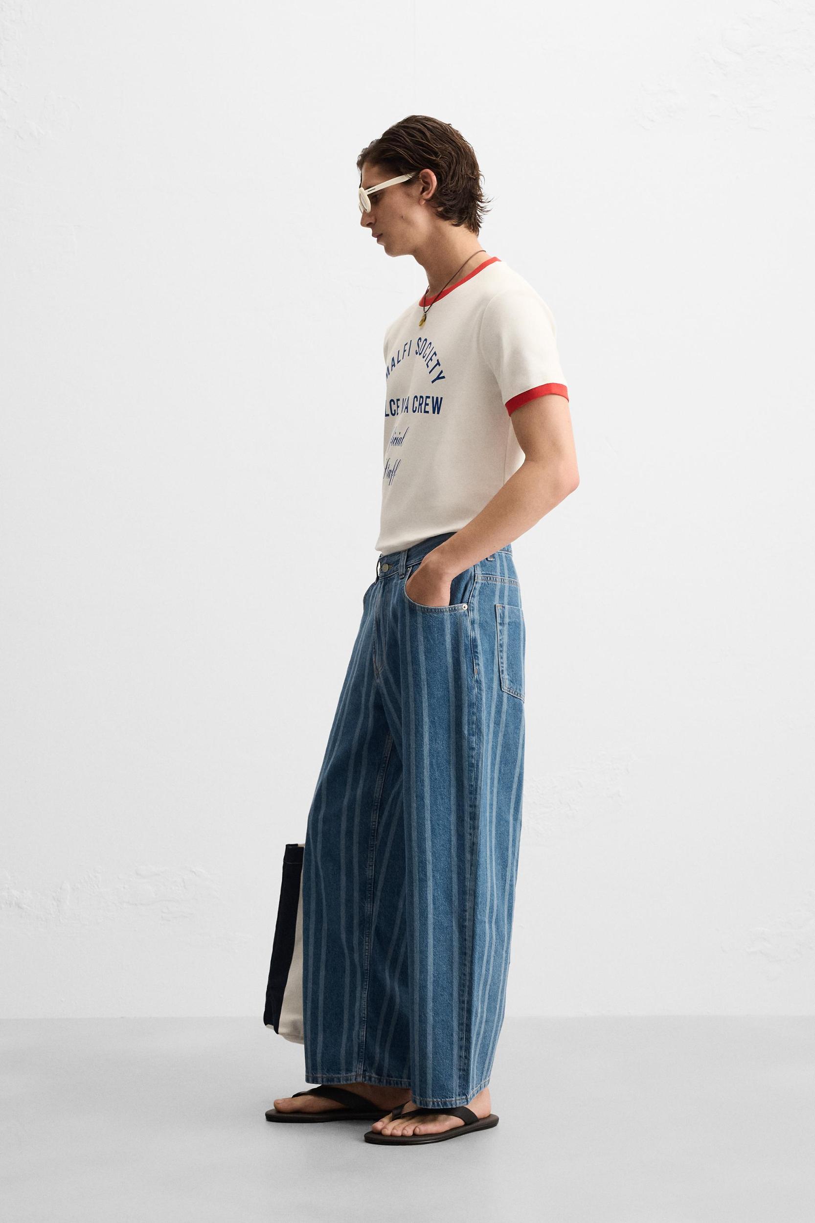 STRIPED RELAXED FIT JEANS Product Image