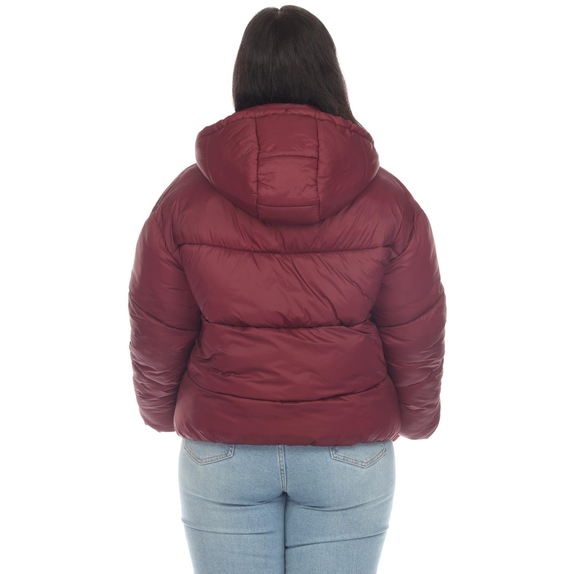 Full Front Zip Hooded Bomber Puffer Coat - Plus Product Image